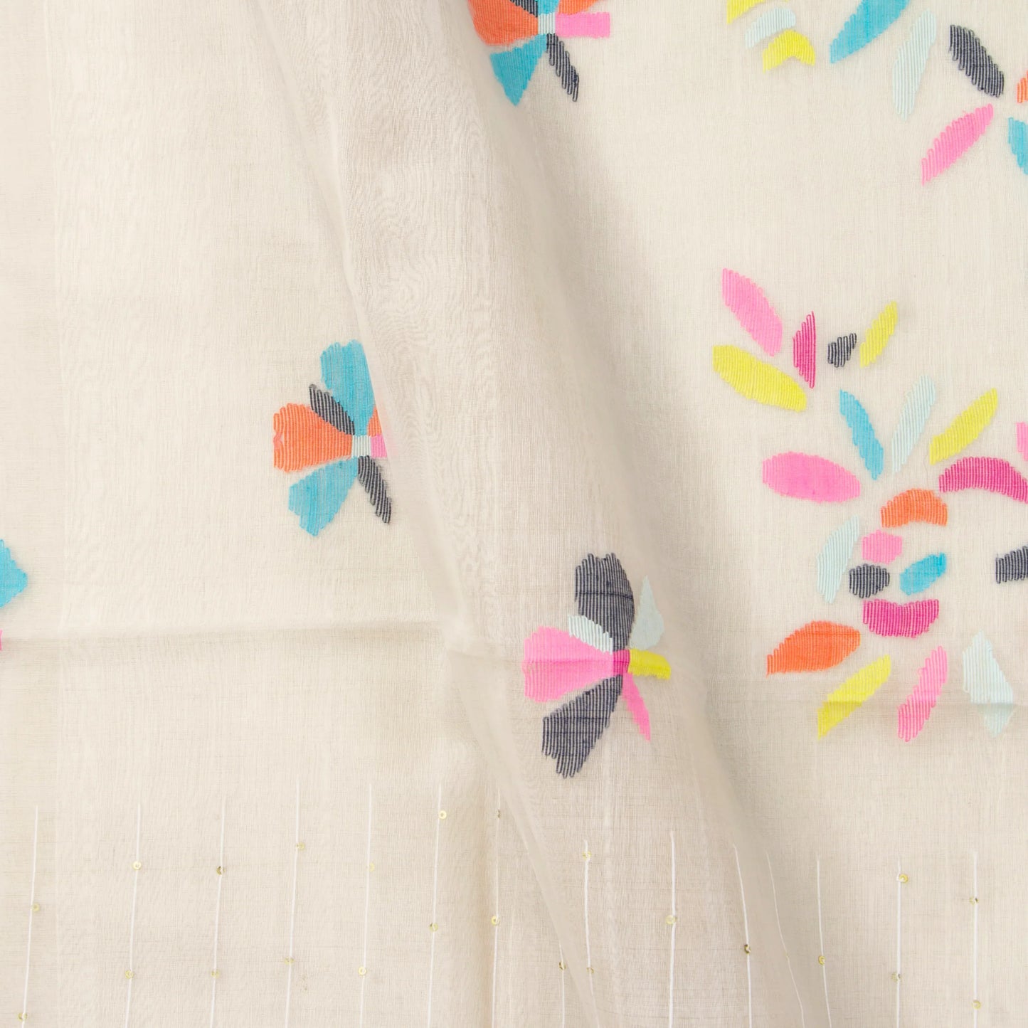 Off White Dhakai Jamdhani Mulmul Silk Saree For Office Wear PV MJ 118