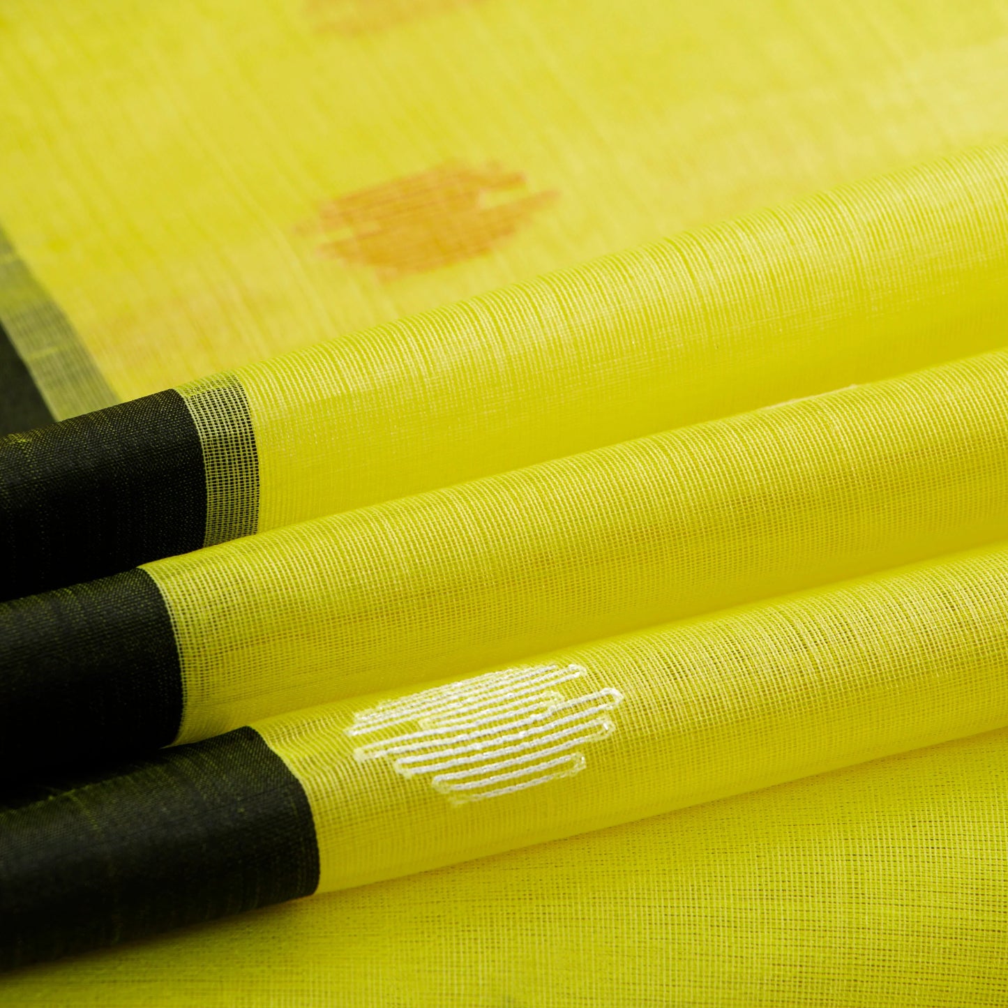 Lime Yellow And Black Dhakai Jamdhani Mulmul Silk Saree For Office Wear PV MJ 117