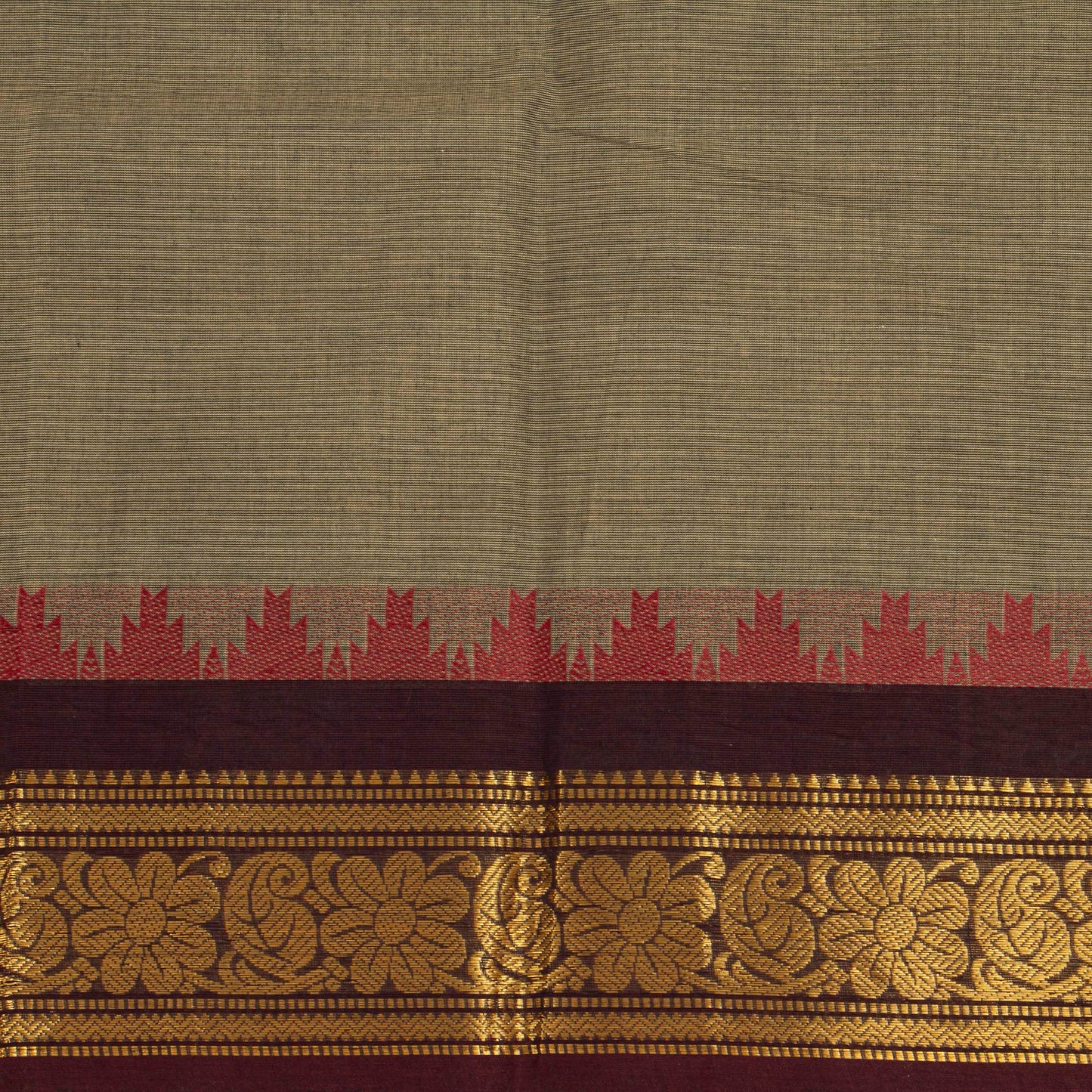 Fawn And Brown Kanchi Cotton Saree For Festive Wear PV MM KC 902 - Cotton Saree - Panjavarnam PV MM KC 902