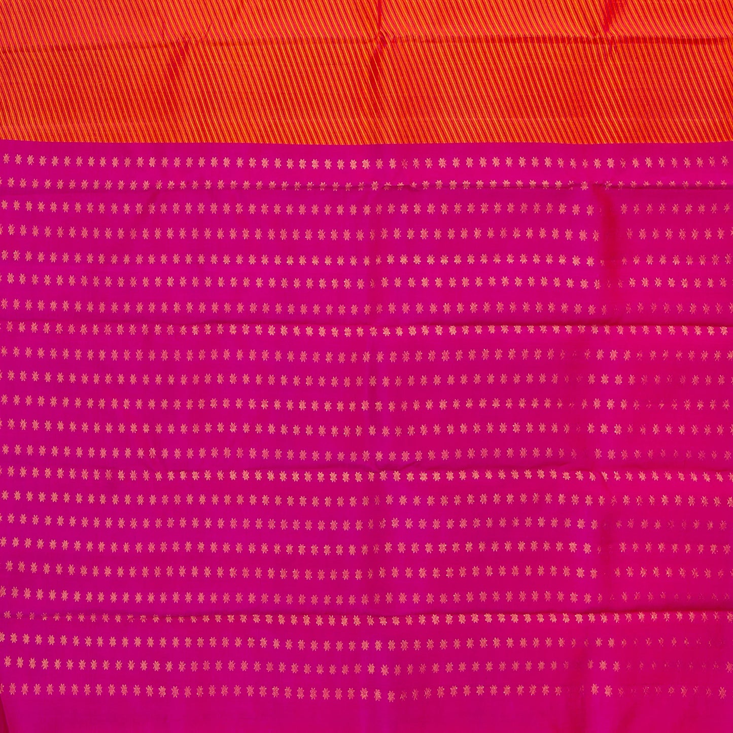 Pink Orange And Mustard Borderless Kanchipuram Silk Saree For Festive Wear PV GTA 106