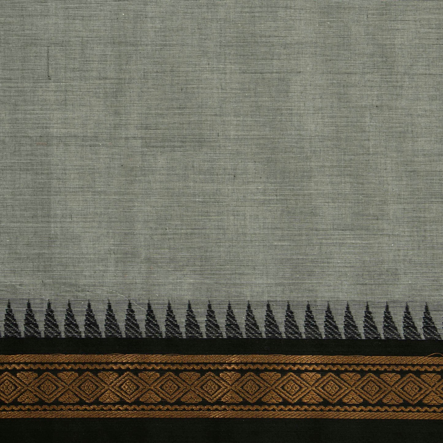 Grey And Black Kanchi Cotton Saree For Festive Wear PV MM KC 694
