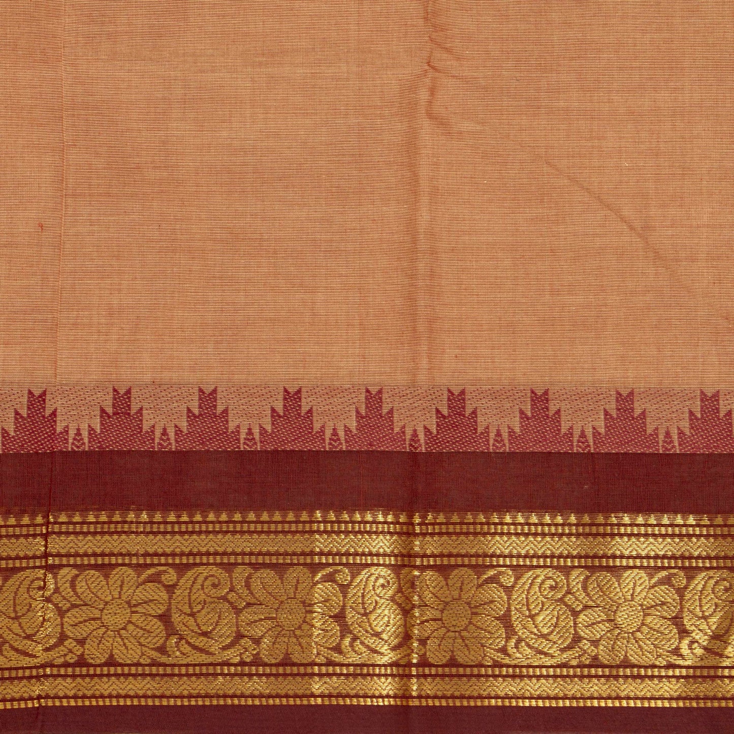 Gheva And Maroon Kanchi Cotton Saree For Festive Wear PV MM KC 895 - Cotton Saree - Panjavarnam PV MM KC 895