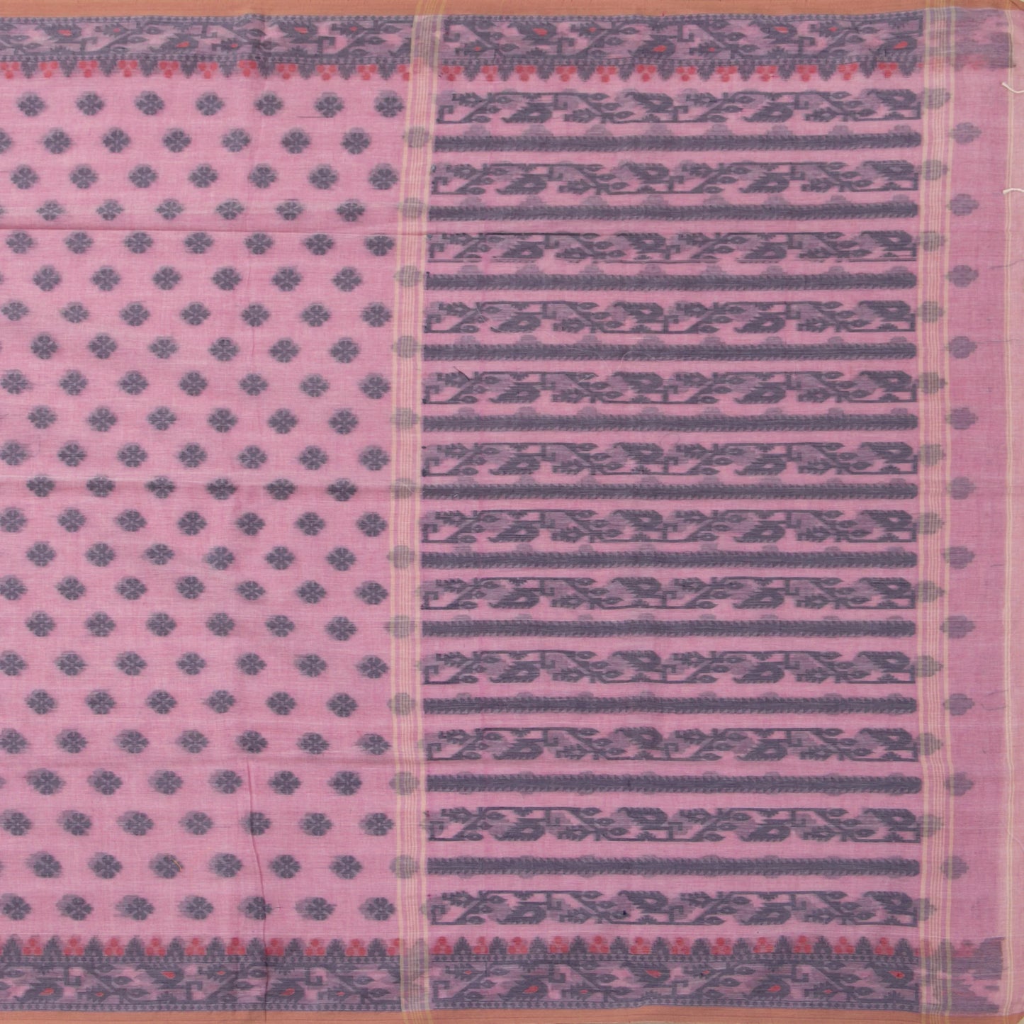 Pastel Pink Dhakai Jamdhani Mulmul Silk Saree For Office Wear PV MJ 111