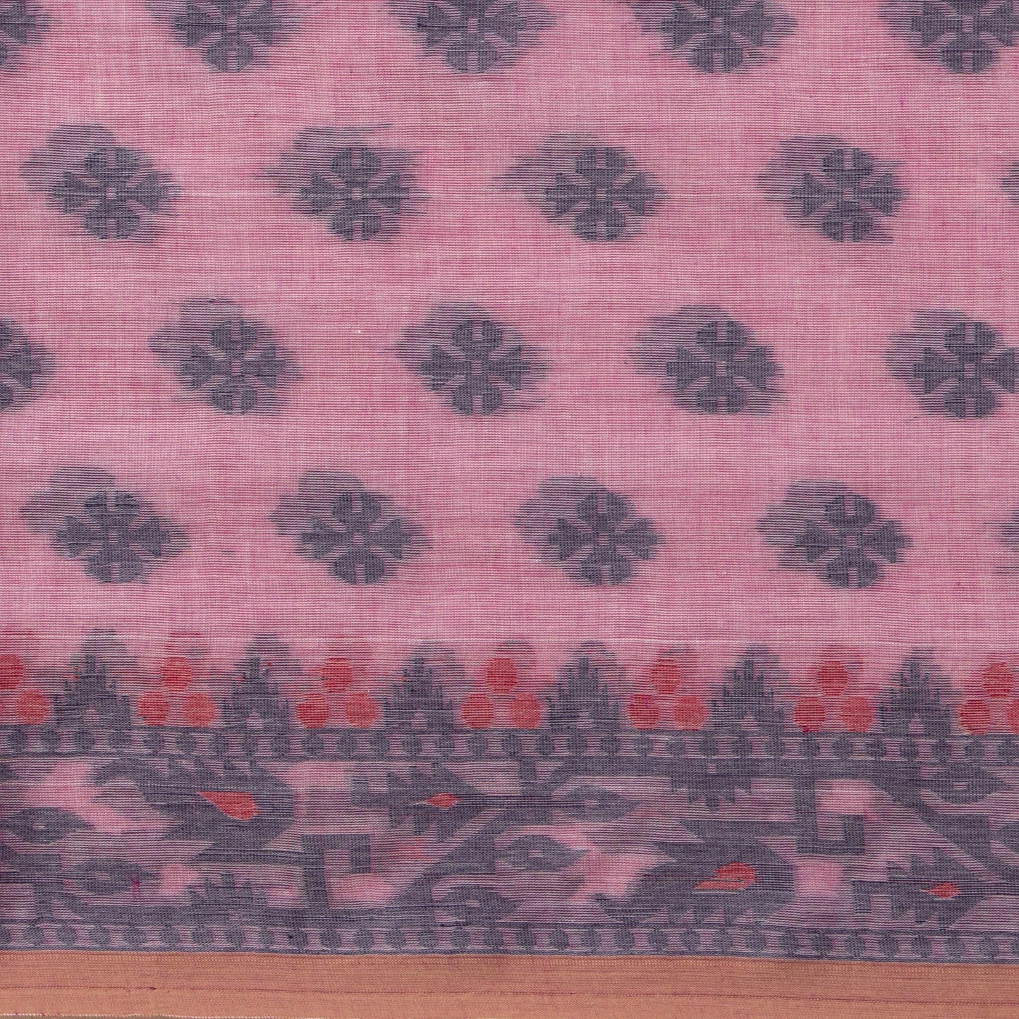 Pastel Pink Dhakai Jamdhani Mulmul Silk Saree For Office Wear PV MJ 111