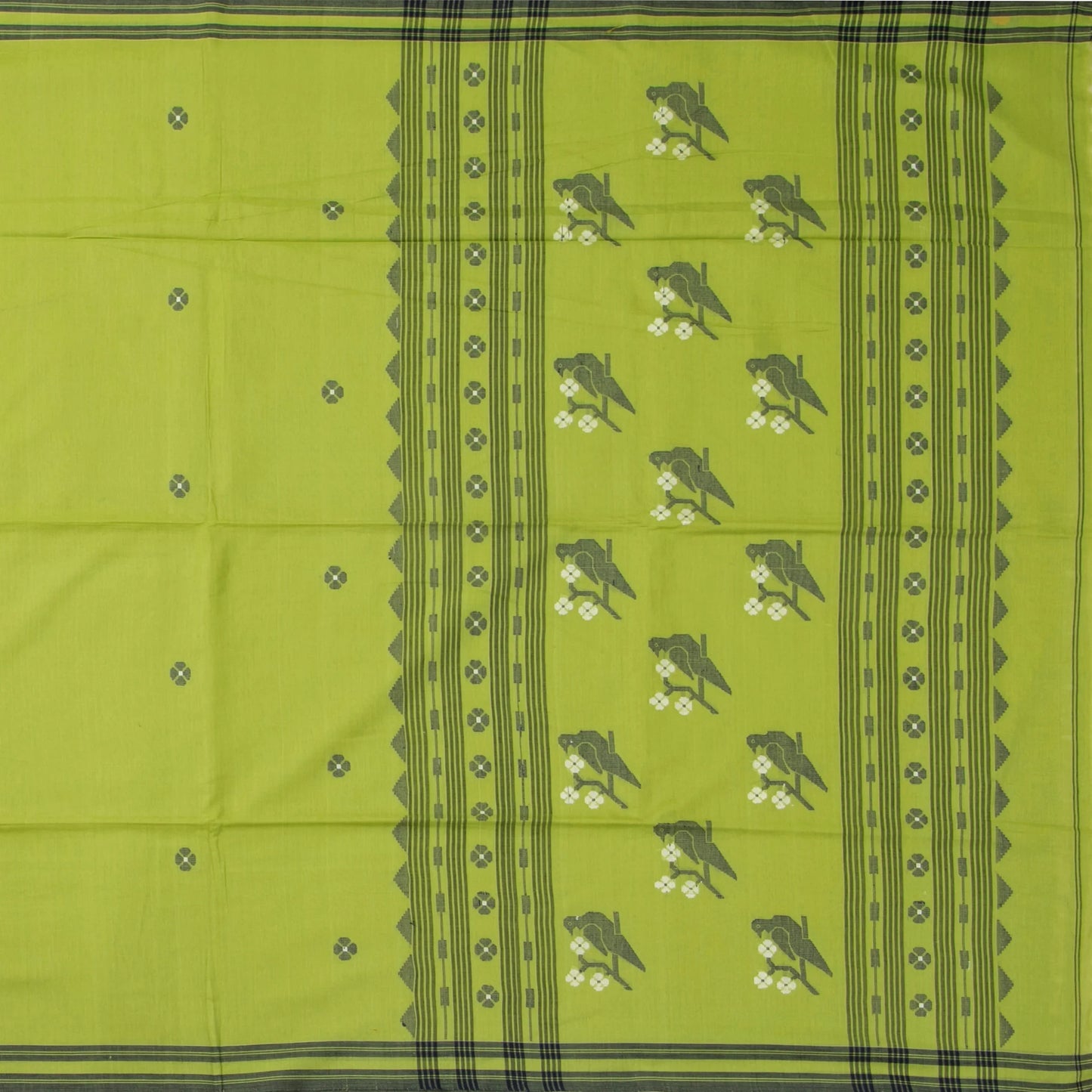 Green Dhakai Jamdhani Mulmul Silk Saree For Office Wear PV MJ 110