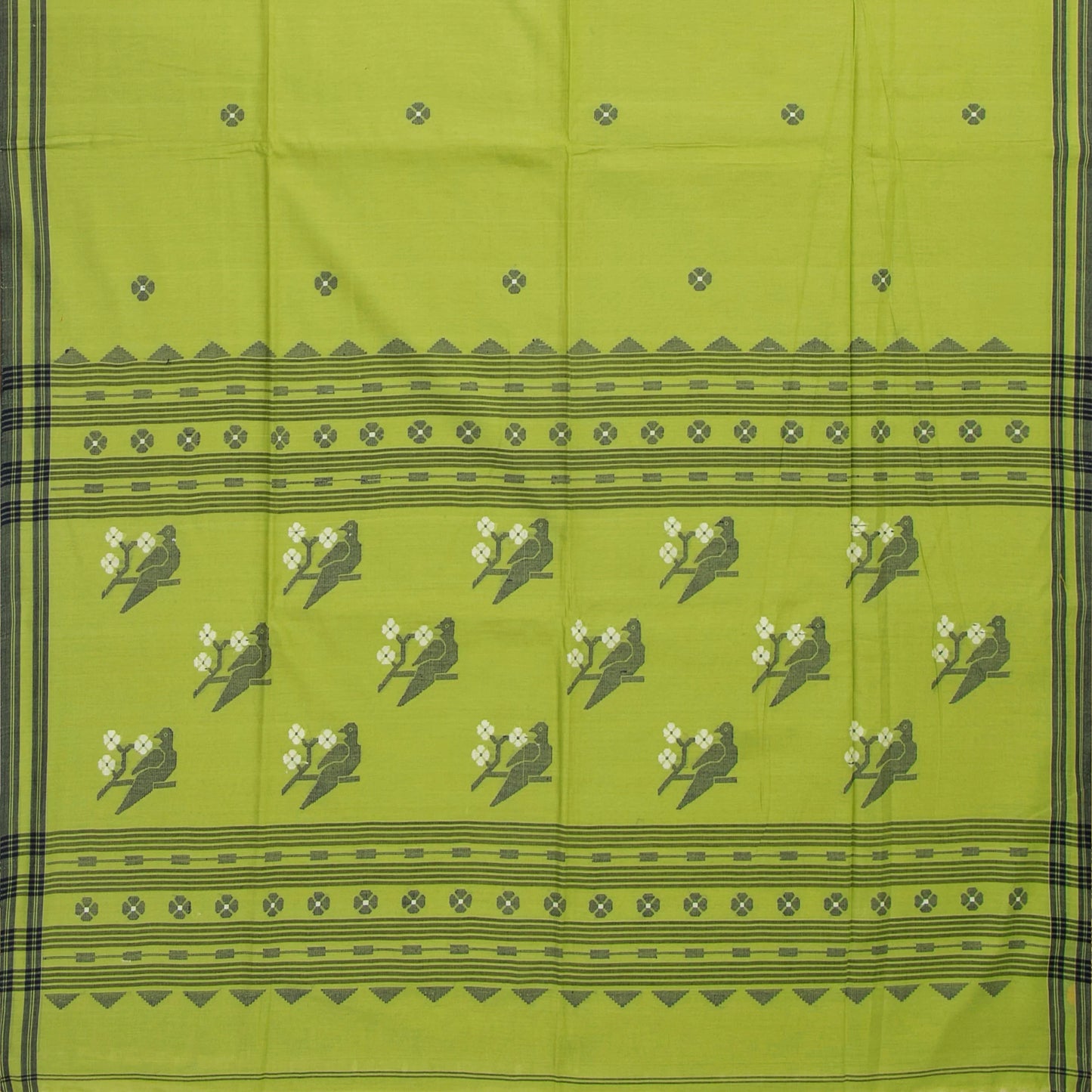 Green Dhakai Jamdhani Mulmul Silk Saree For Office Wear PV MJ 110
