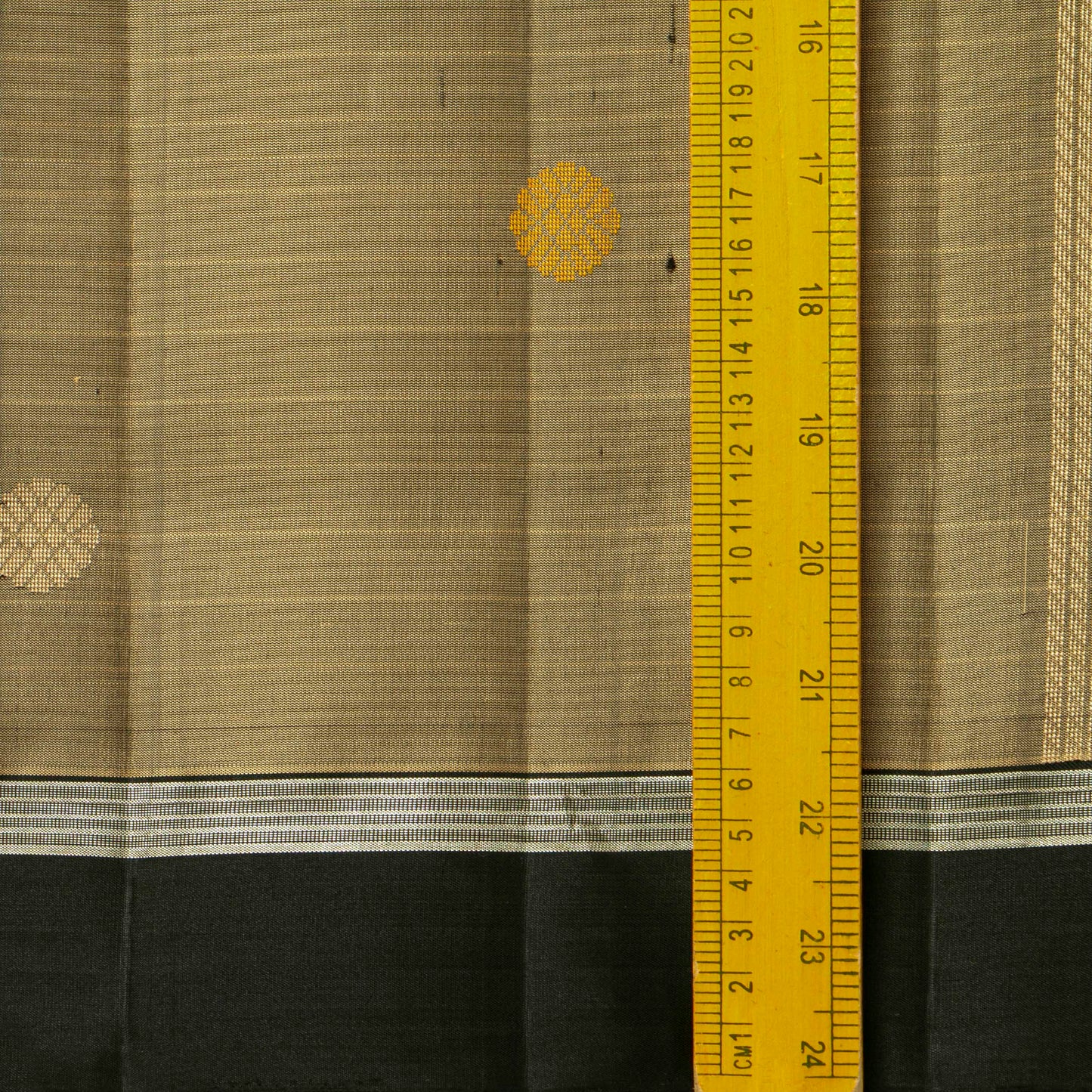 Beige And Black Kanchipuram Silk Saree With Silver Zari For Office Wear PV KNN 297