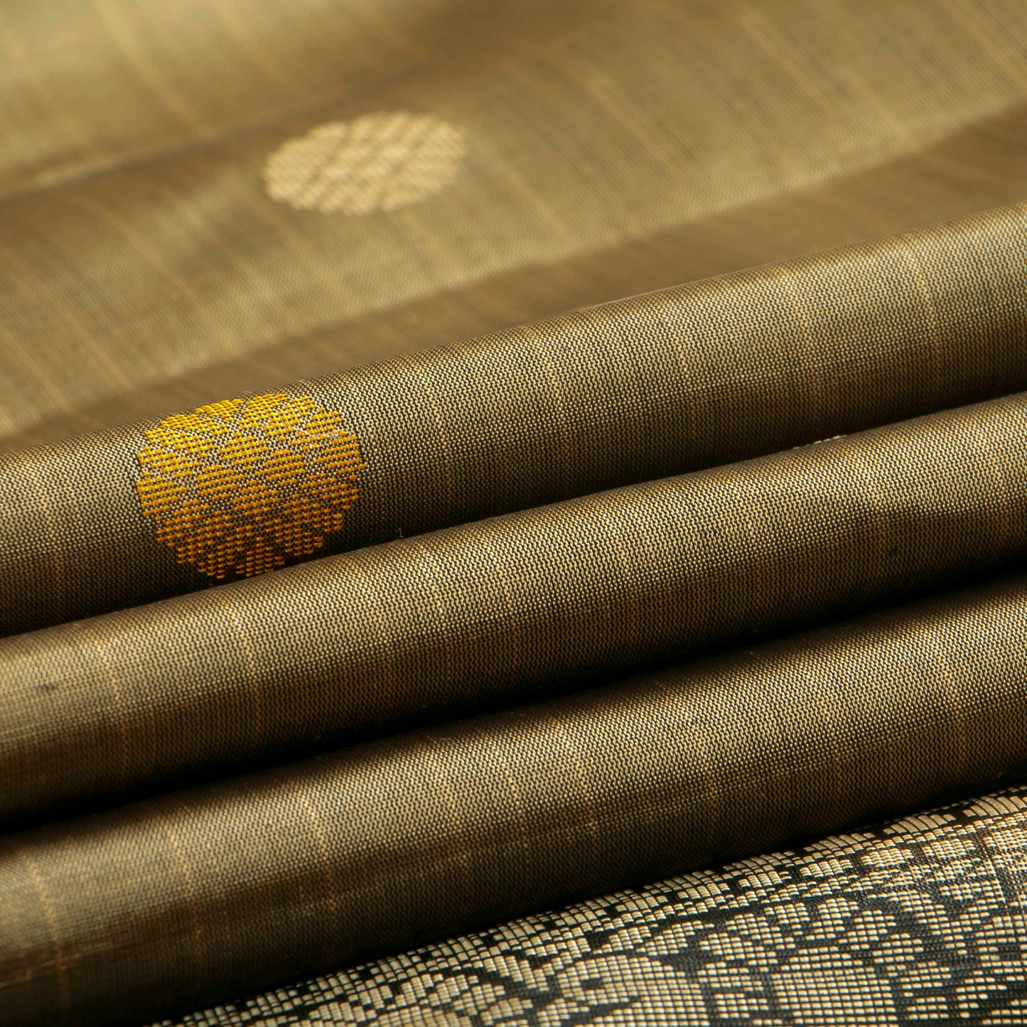 Beige And Black Kanchipuram Silk Saree With Silver Zari For Office Wear PV KNN 297