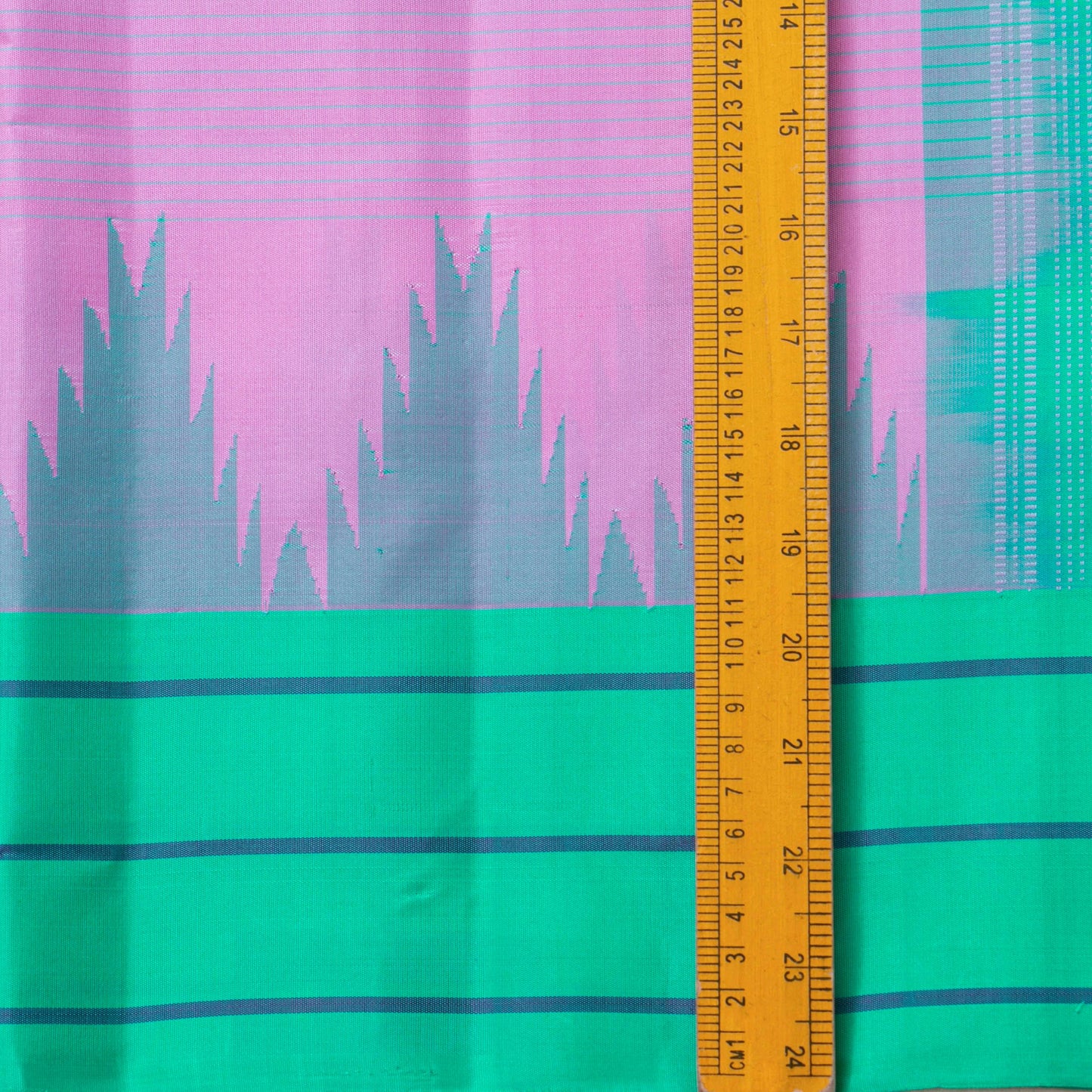 Lotus Pink And Turquoise Green Kanchipuram Silk Saree WIthout Zari For Office Wear PV KNN 312