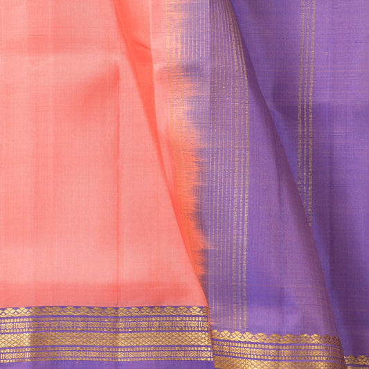 Peach And Lavender Kanchipuram Silk Saree Light Weight For Festive Wear PV KNN 259