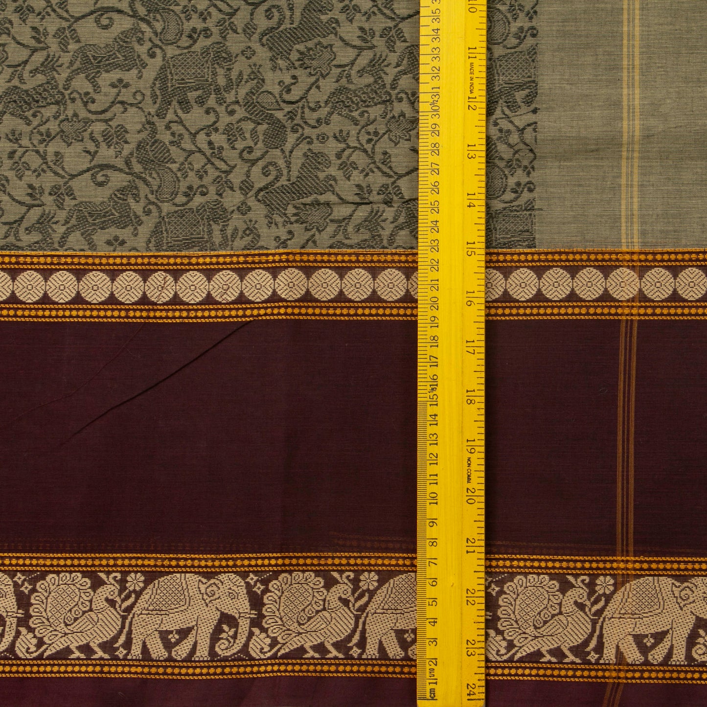 Grey And Maroon Vanasingaram Kanchi Cotton Saree For Festive Wear PV MM KC 659