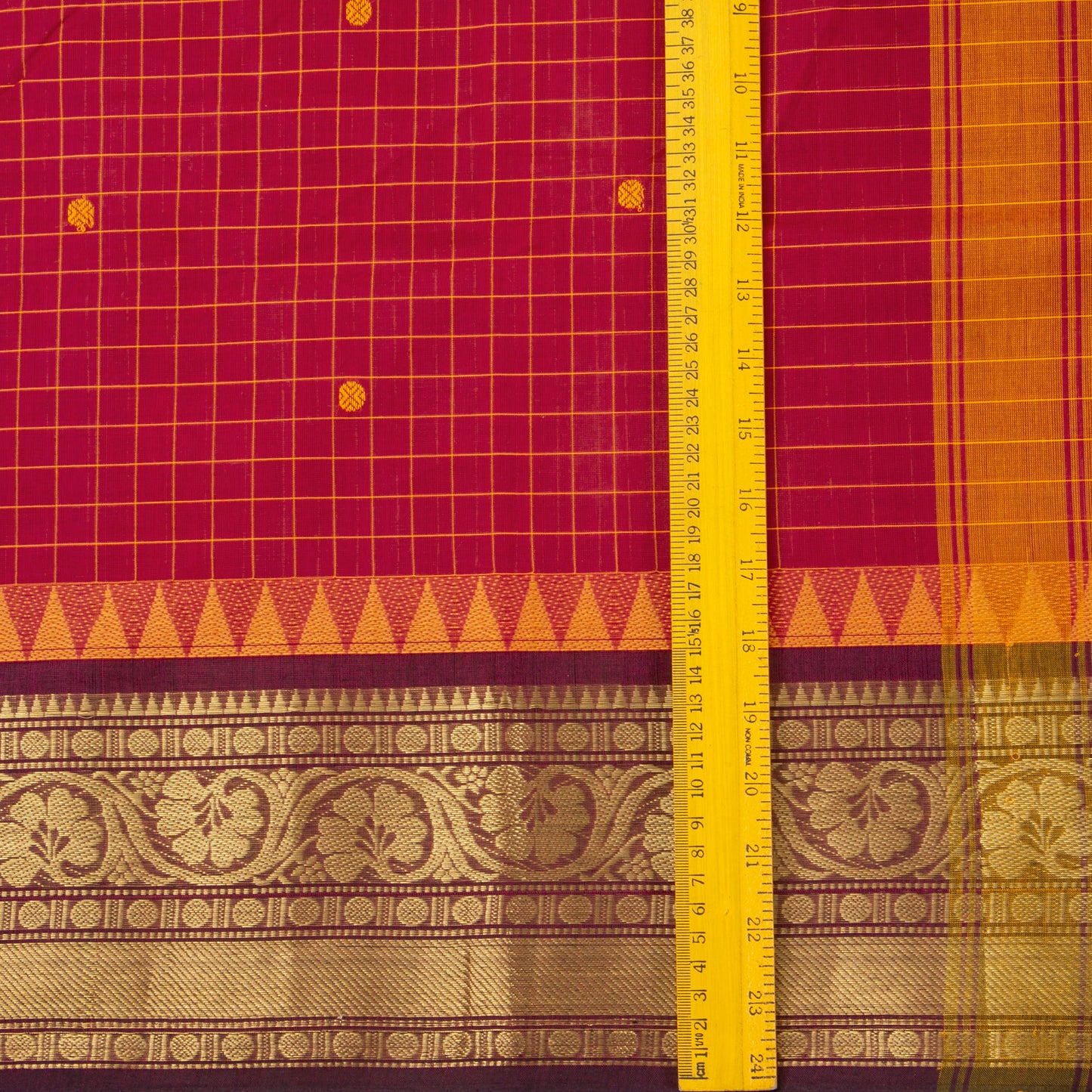 Red And Maroon Kanchi Cotton Saree With Zari Border For Festive Wear PV MM KC 650