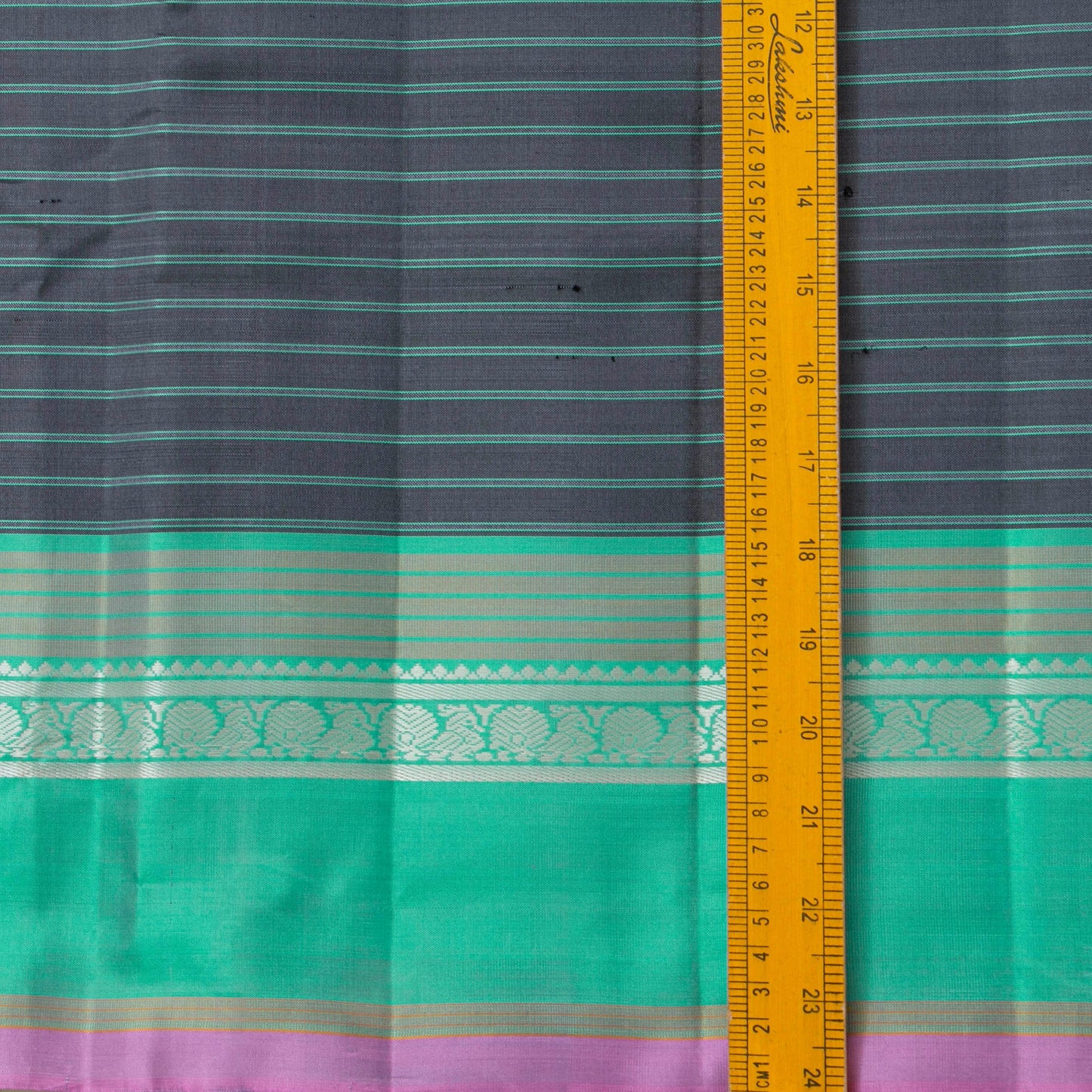 Grey And Turquoise Kanchipuram Silk Saree Light Weight For Festive Wear PV KNN 285