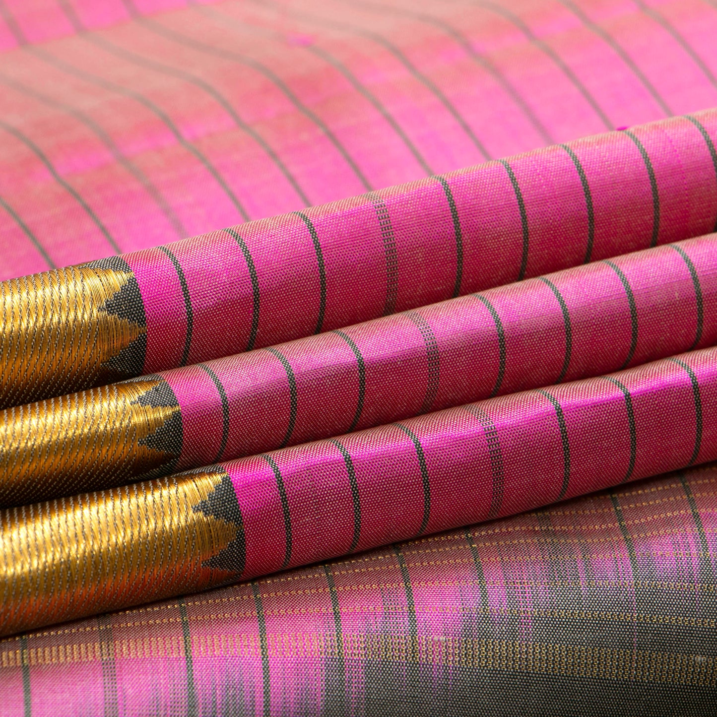 Pink And Grey Kanchipuram Silk Saree Light Weight For Festive Wear PV KNN 278