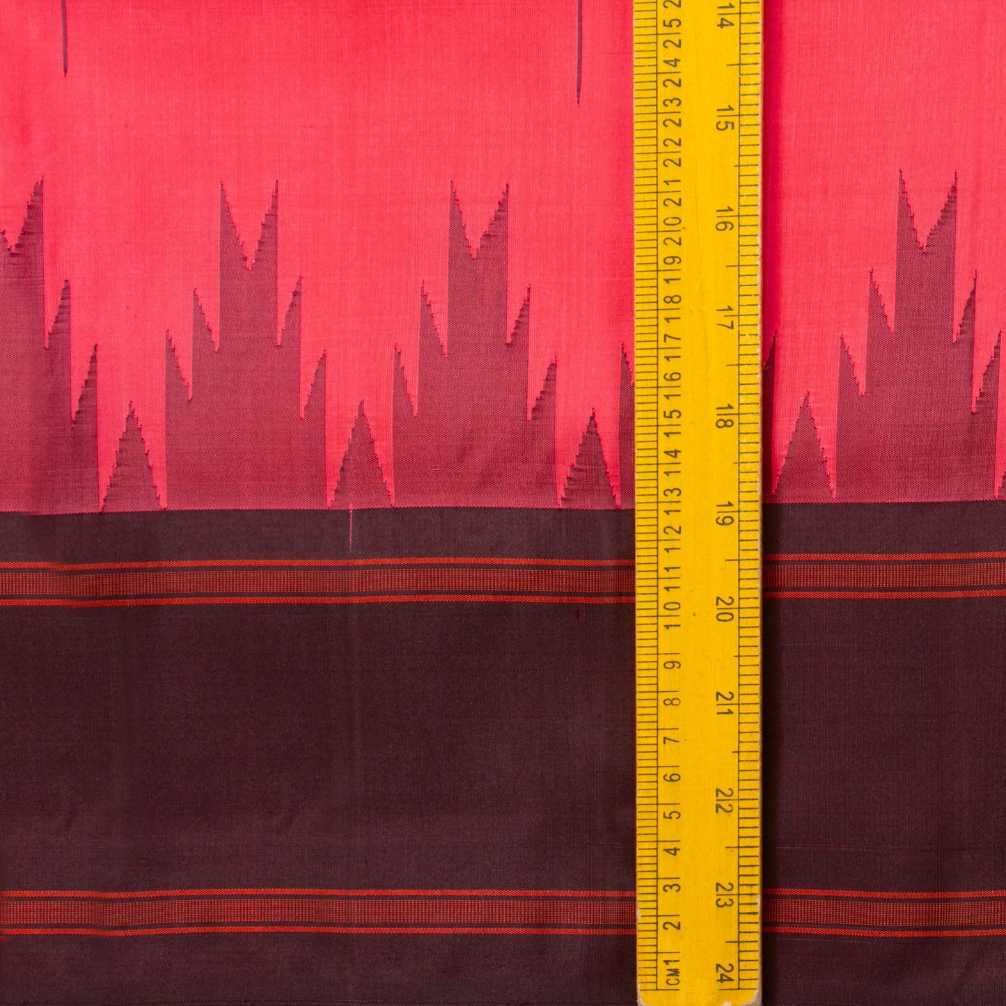Peach And Maroon Kanchipuram Silk Saree Without Zari For Office Wear PV KNN 314