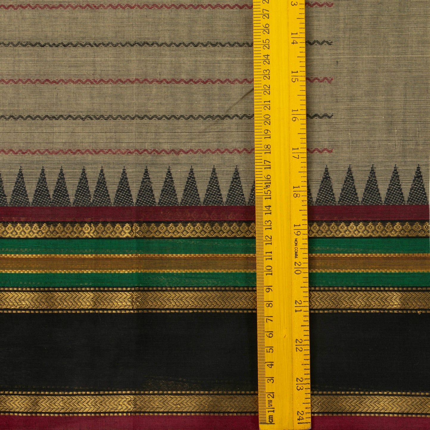 Grey Kanchi Cotton Saree With Veldhari Stripes For Festive Wear PV MM KC 620