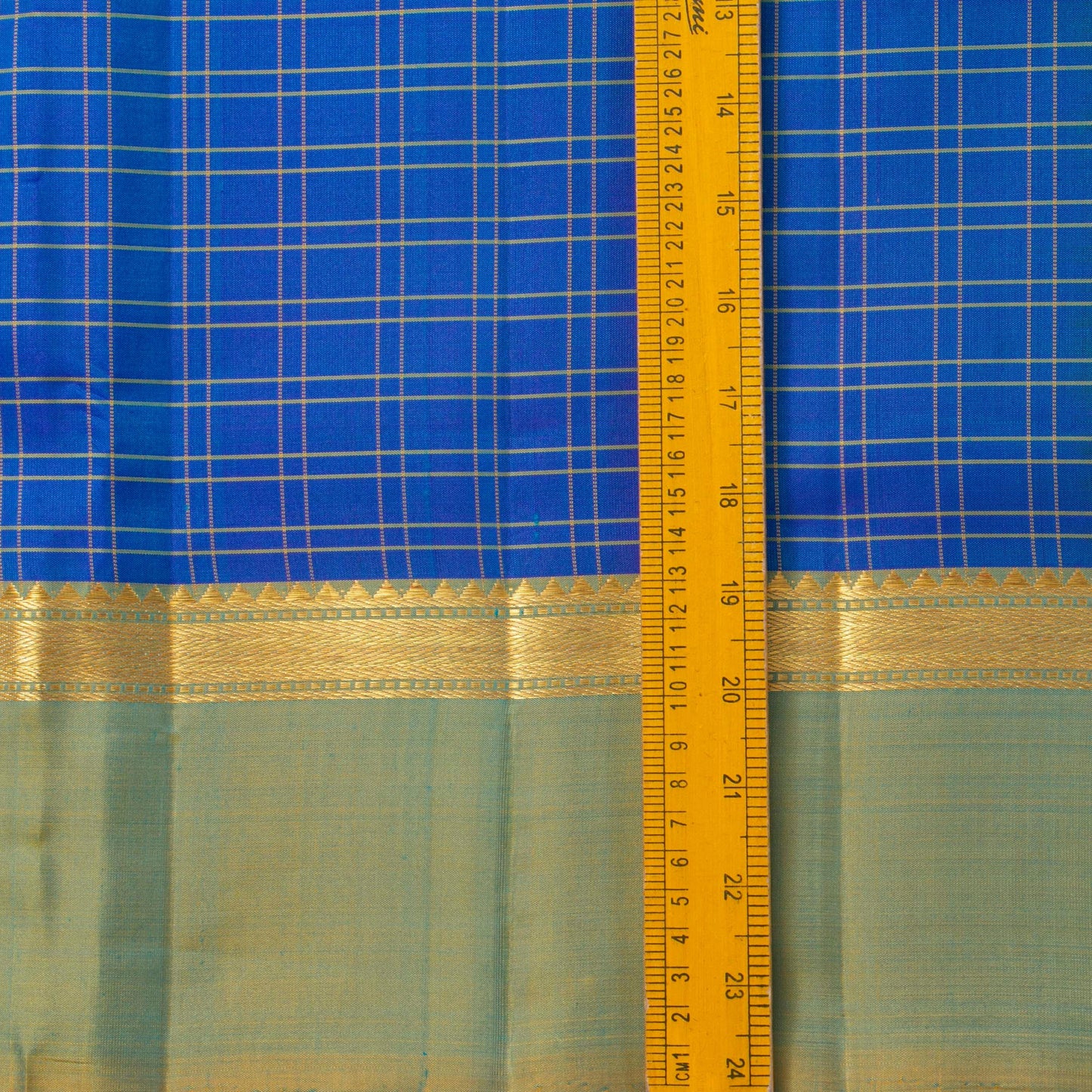 Cobalt Blue And Jade Green Kanchipuram Silk Saree For Festive Wear PV KNN 267