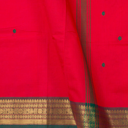 Pink And Green Kanchi Cotton Saree For Festive Wear PV MM KC 835