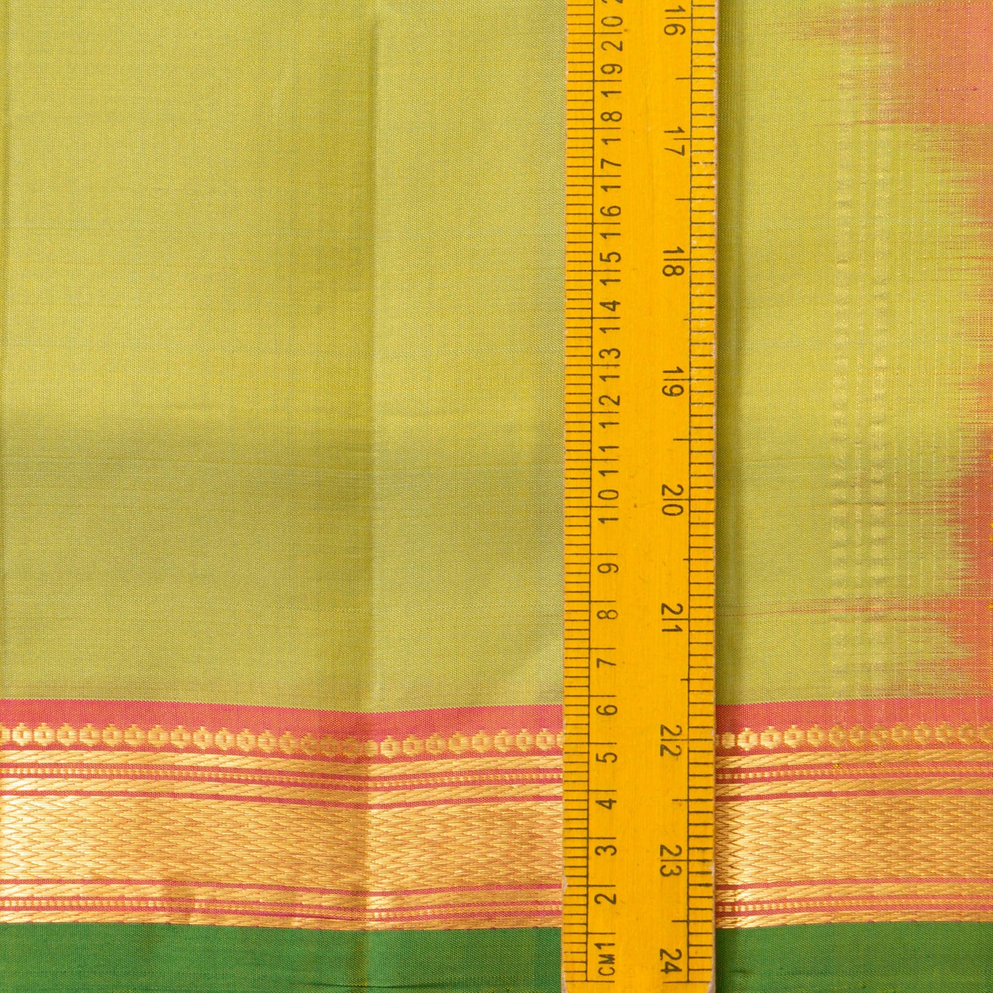 Yellow Green And Peach Orange Kanchipuram Silk Saree Light Weght For Festive Wear PV KNN 265
