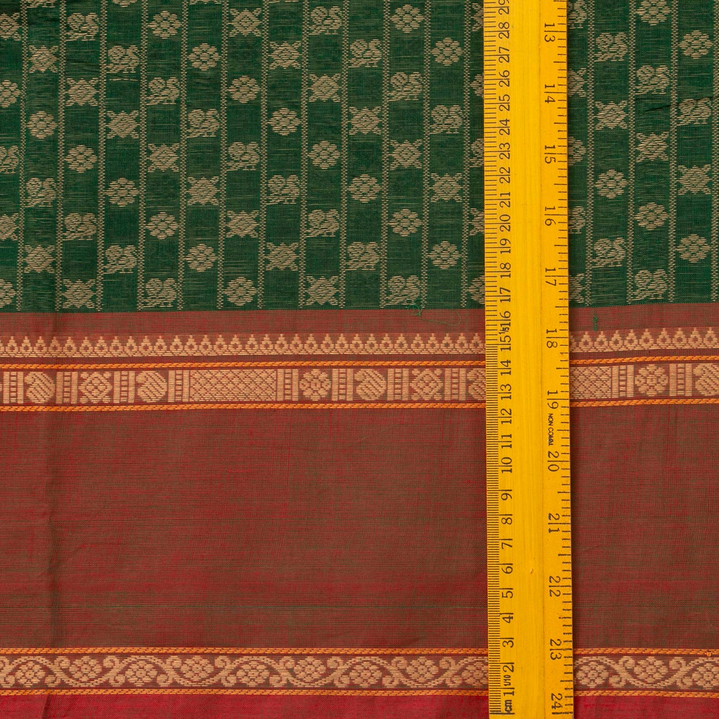 Green And Rust Kanchi Cotton Saree For Office Wear PV MM KC 665