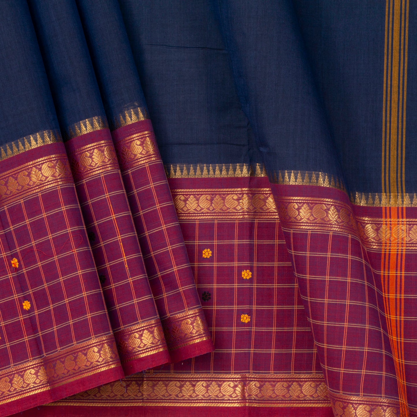 Blue And Pink Kanchi Cotton Saree PV MM KC 654