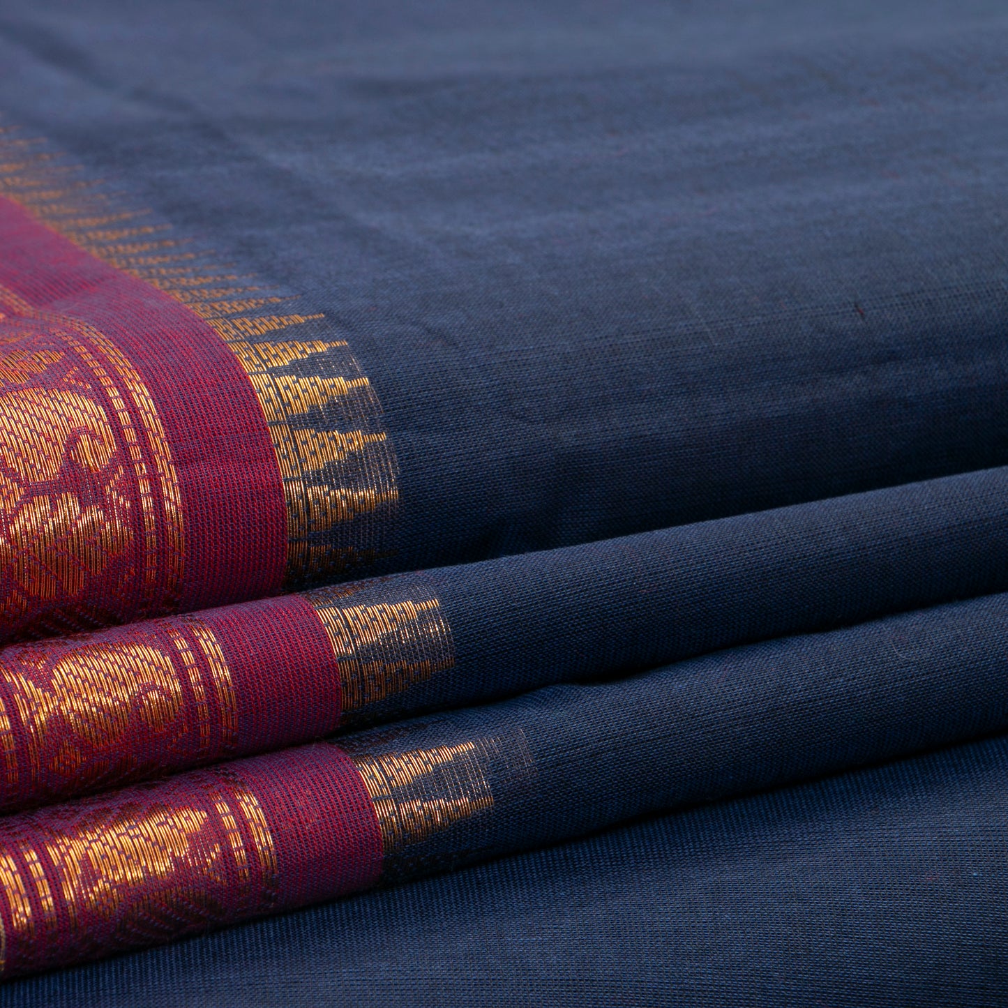 Blue And Pink Kanchi Cotton Saree PV MM KC 654