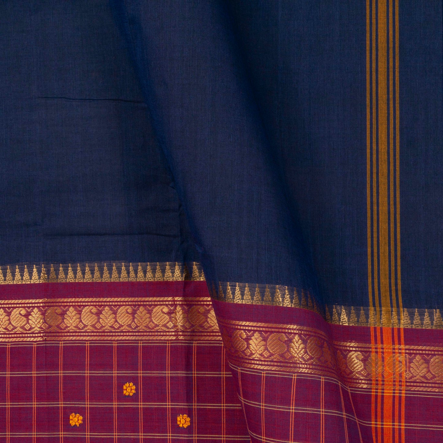 Blue And Pink Kanchi Cotton Saree PV MM KC 654