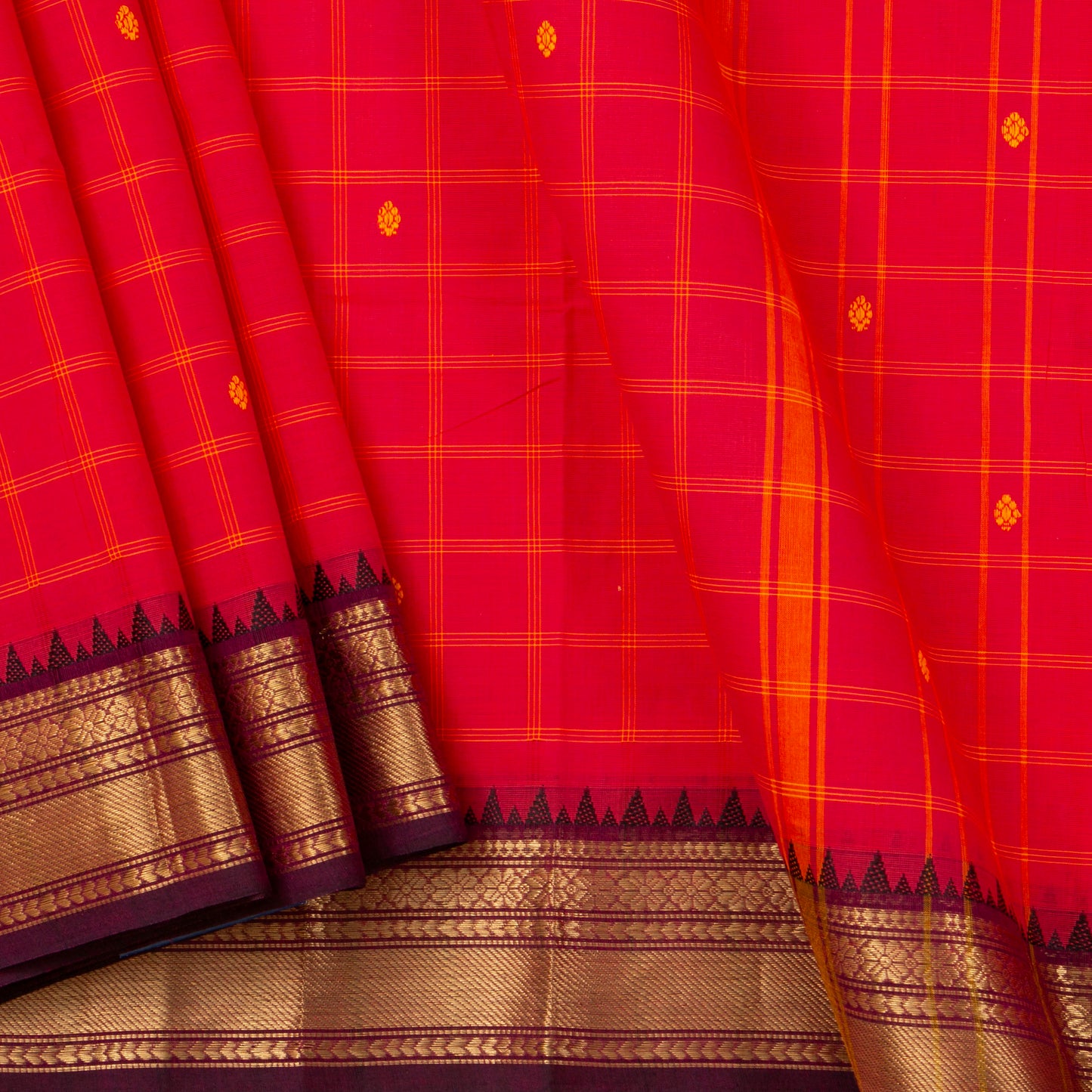 Pink And Wine Kanchi Cotton Saree With Zari Border For Festive Wear PV MM KC 641