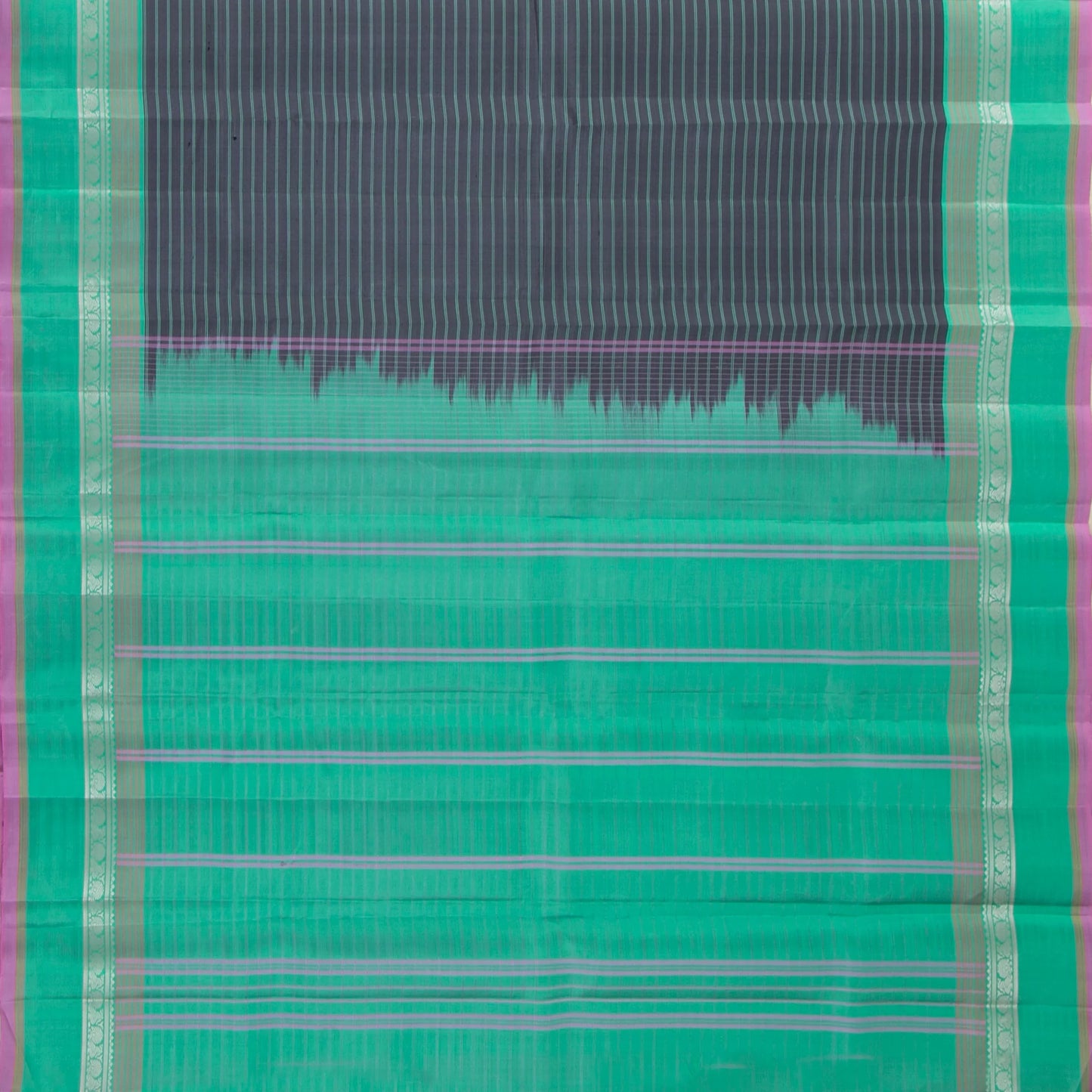 Grey And Turquoise Kanchipuram Silk Saree Light Weight For Festive Wear PV KNN 285