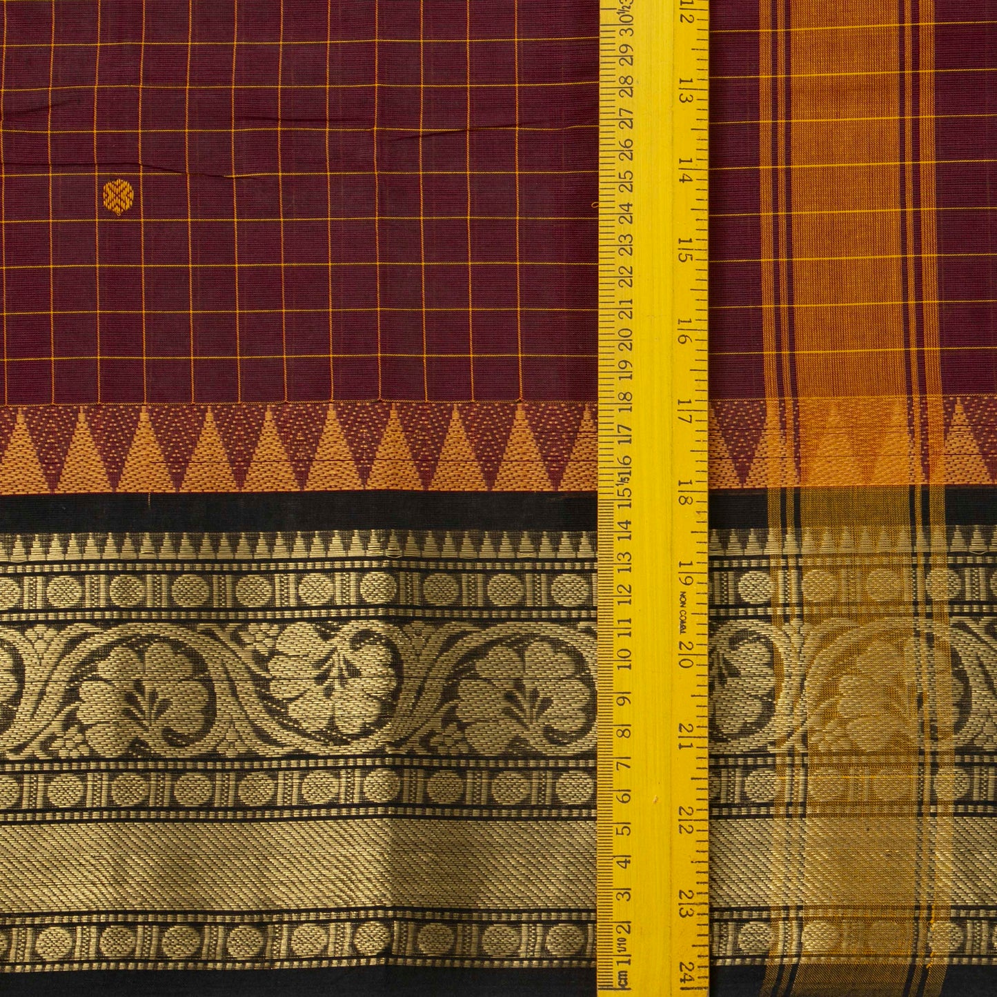 Maroon And Black Kanchi Cotton Saree For Festive Wear PV MM KC 658