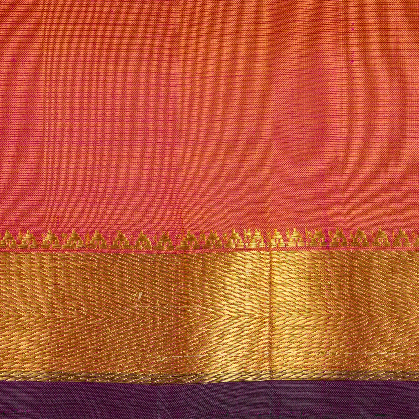 Magenta And Peach Kanchipuram Silk Saree For Festive Wear PV KNN 292