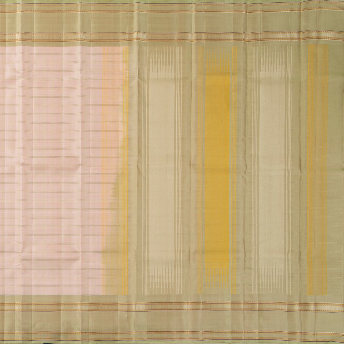 Pastel Pink And Green Kanchipuram Silk Saree For Office Wear PV KNN 294