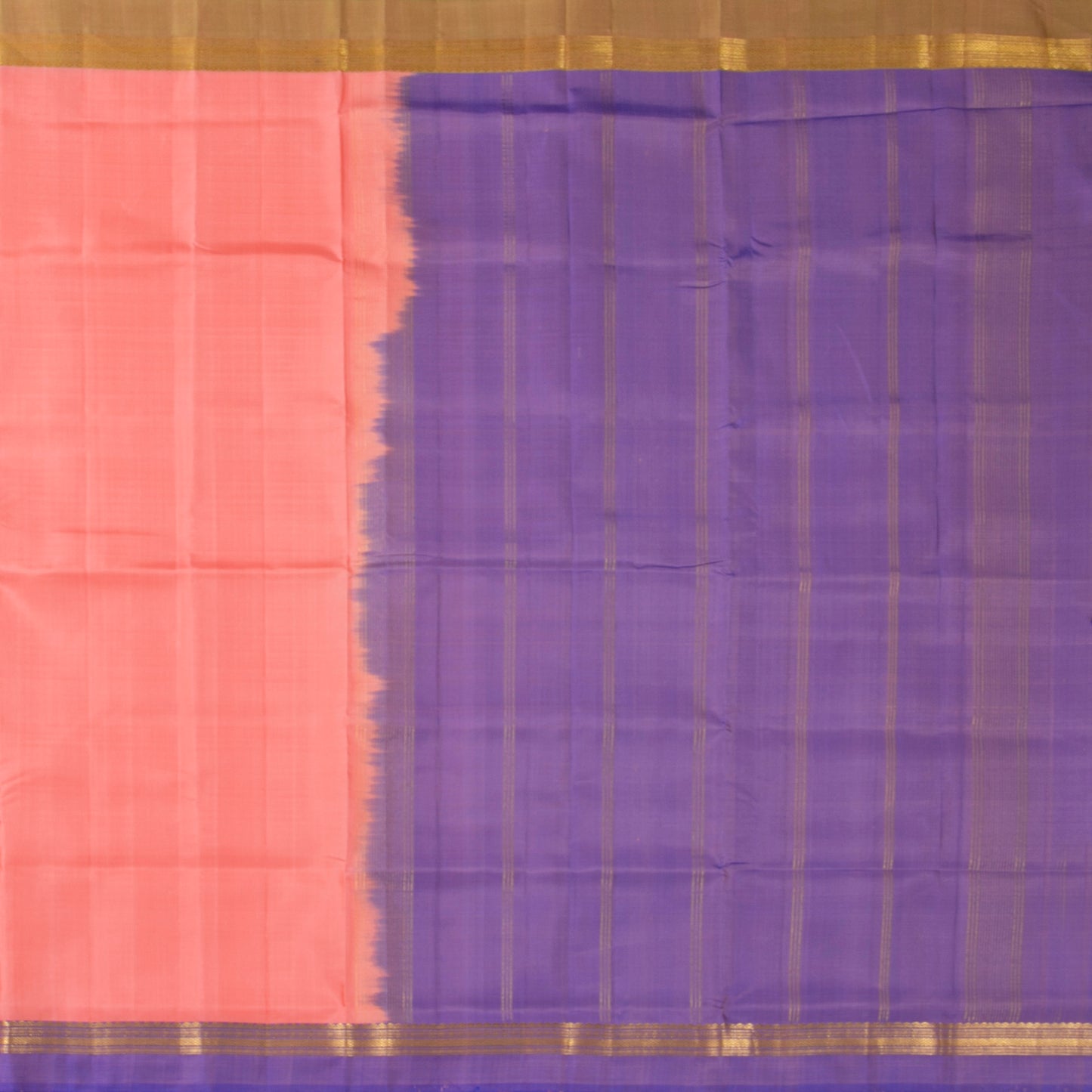 Peach And Lavender Kanchipuram Silk Saree Light Weight For Festive Wear PV KNN 259