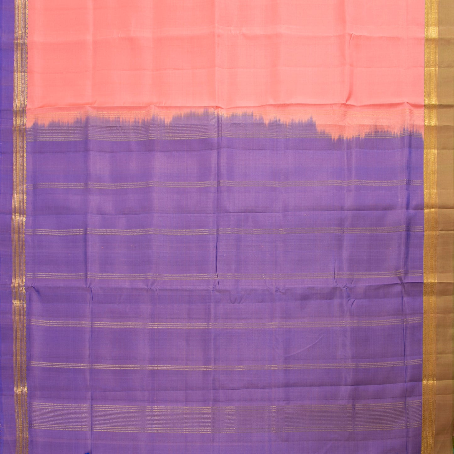 Peach And Lavender Kanchipuram Silk Saree Light Weight For Festive Wear PV KNN 259