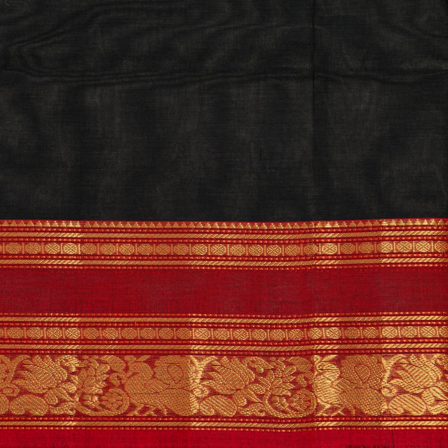 Black And Red Kanchi Cotton Saree For Festive Wear PV MM KC 908
