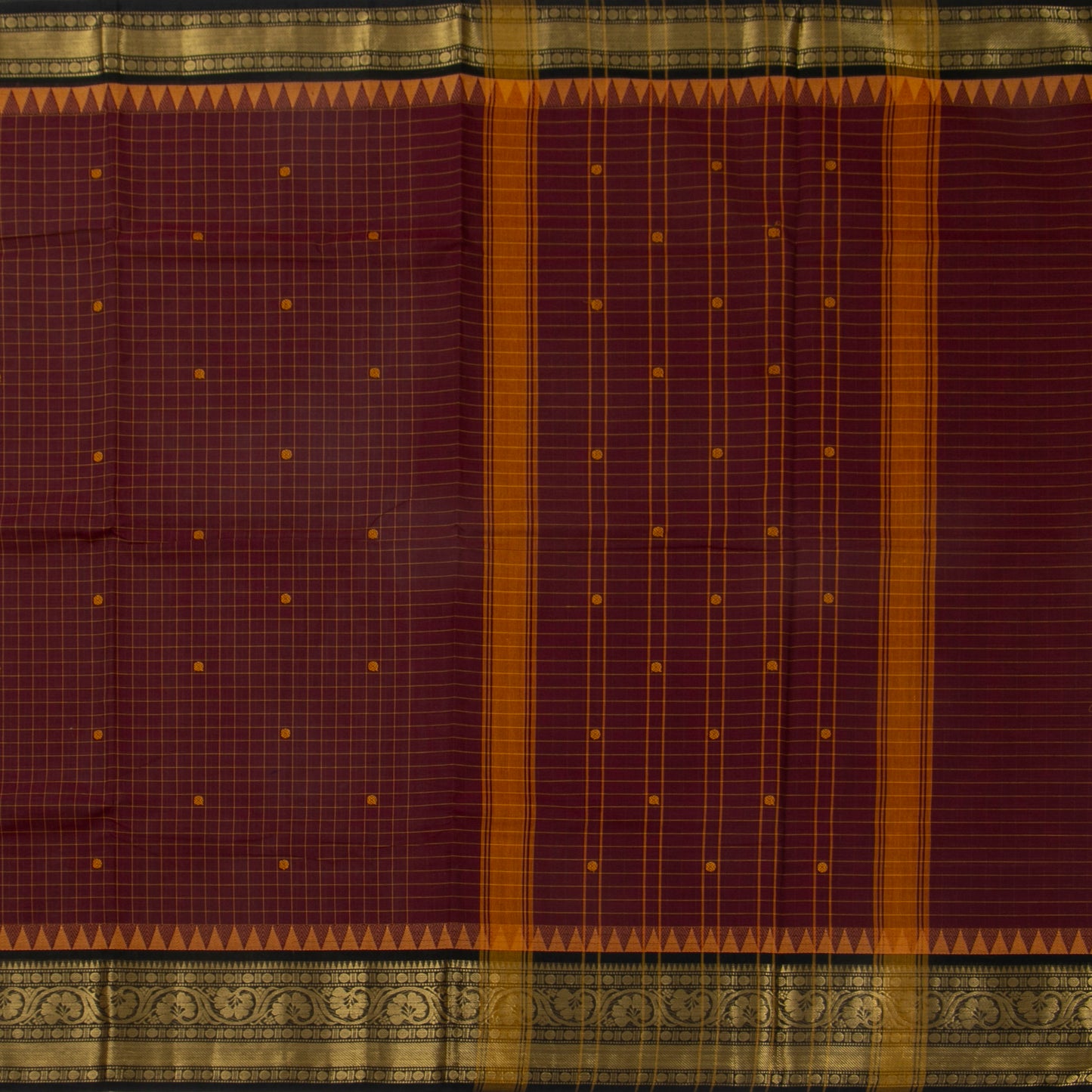 Maroon And Black Kanchi Cotton Saree For Festive Wear PV MM KC 658