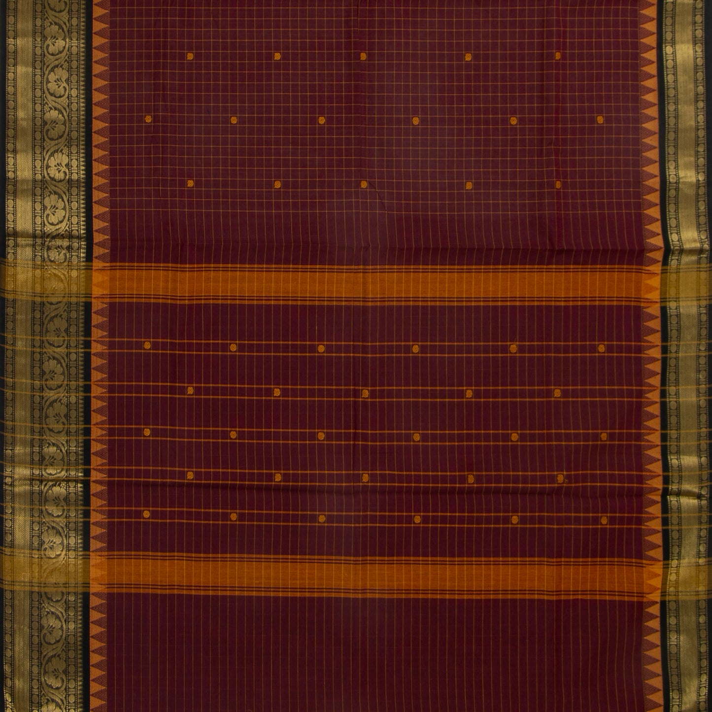 Maroon And Black Kanchi Cotton Saree For Festive Wear PV MM KC 658