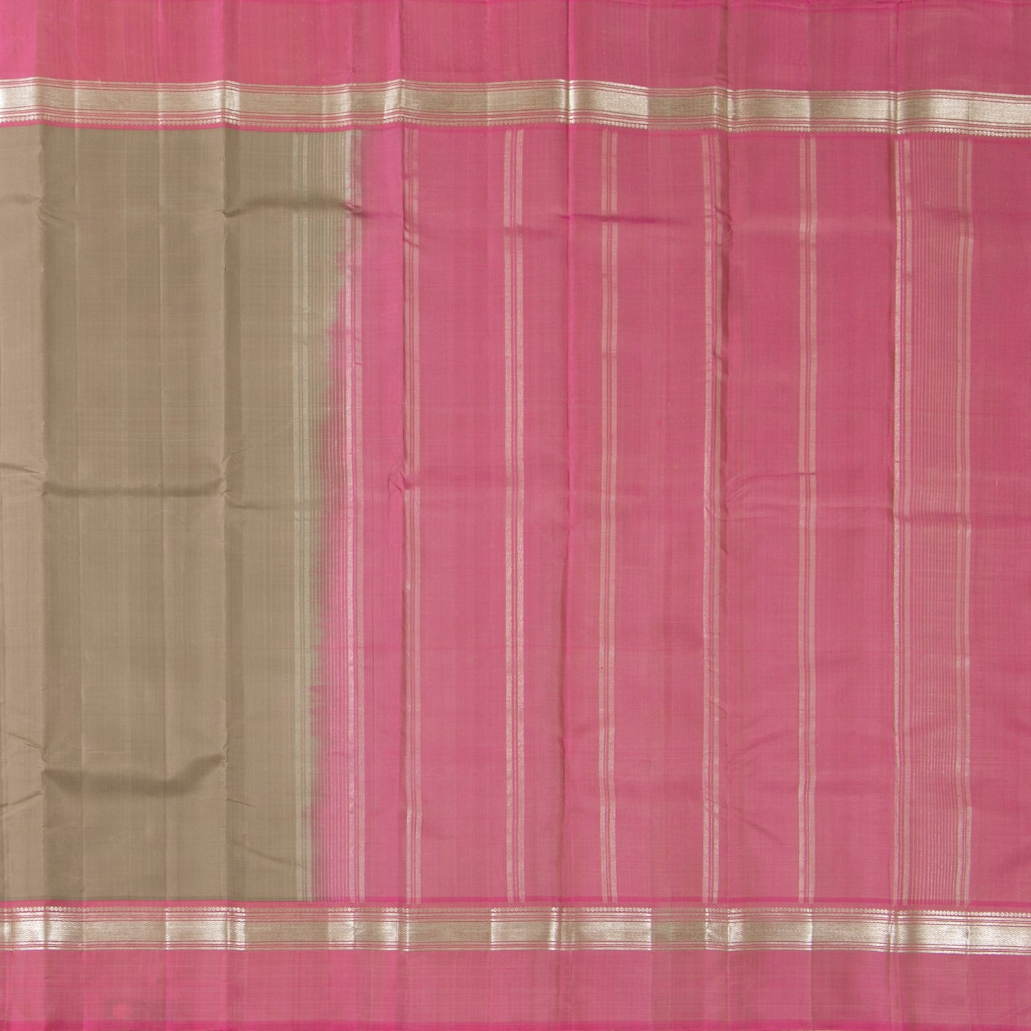 Beige And Pink Kanchipuram Silk Saree For Festive Wear PV KNN 263