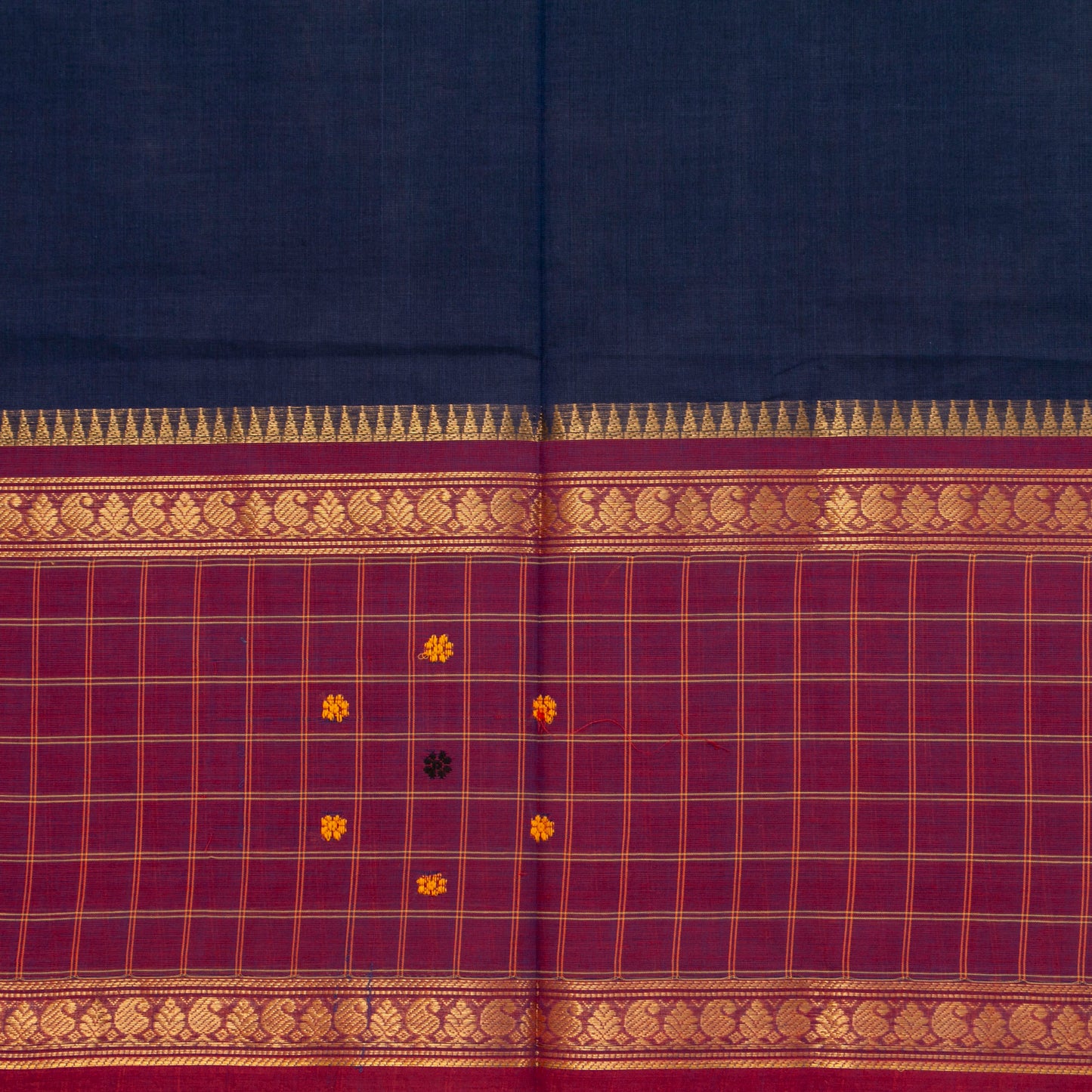 Blue And Pink Kanchi Cotton Saree PV MM KC 654