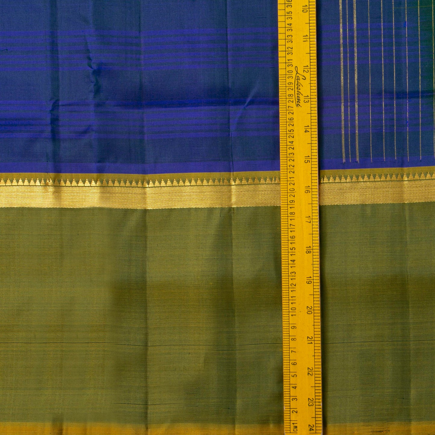 Blue And Green Kanchipuram Silk Saree For Wedding Wear PV KNN 251