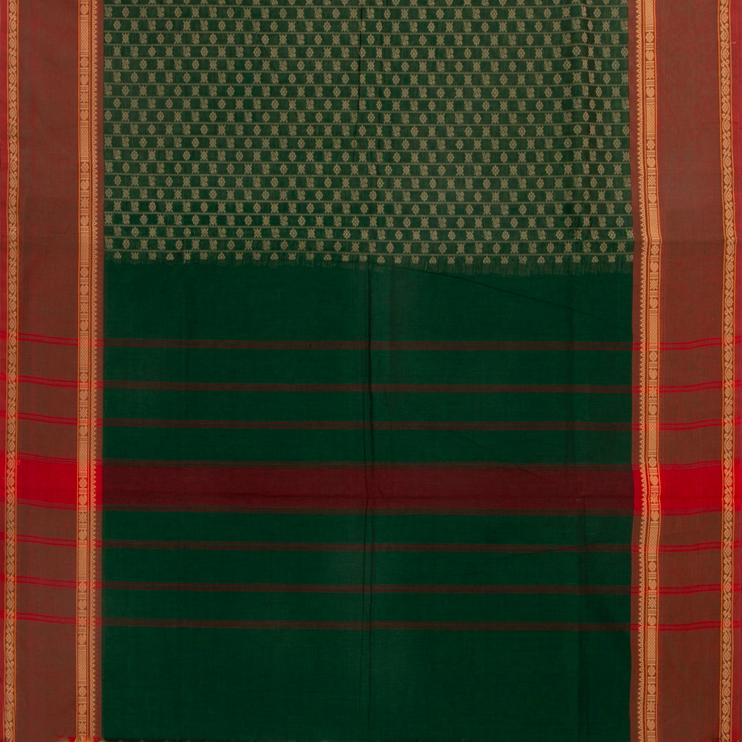Green And Rust Kanchi Cotton Saree For Office Wear PV MM KC 665