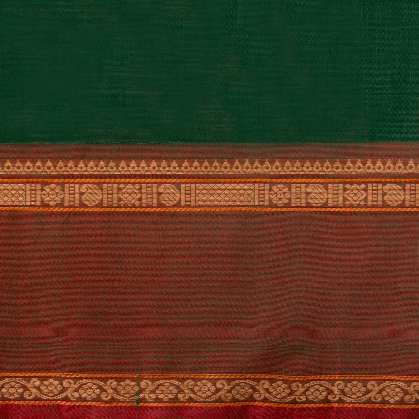 Green And Rust Kanchi Cotton Saree For Office Wear PV MM KC 665