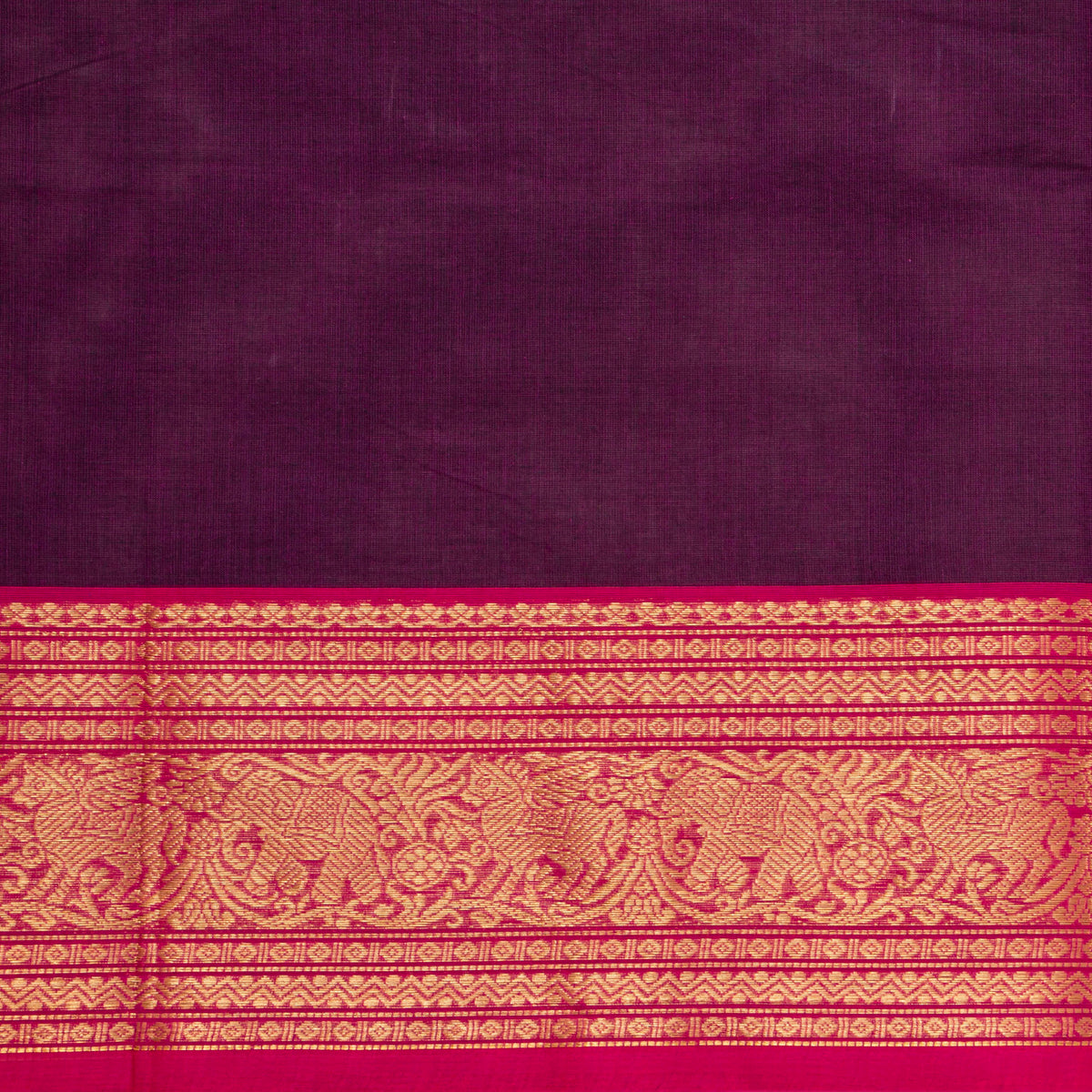 Wine And Pink Kanchi Cotton Saree For Festive Wear PV MM KC 857