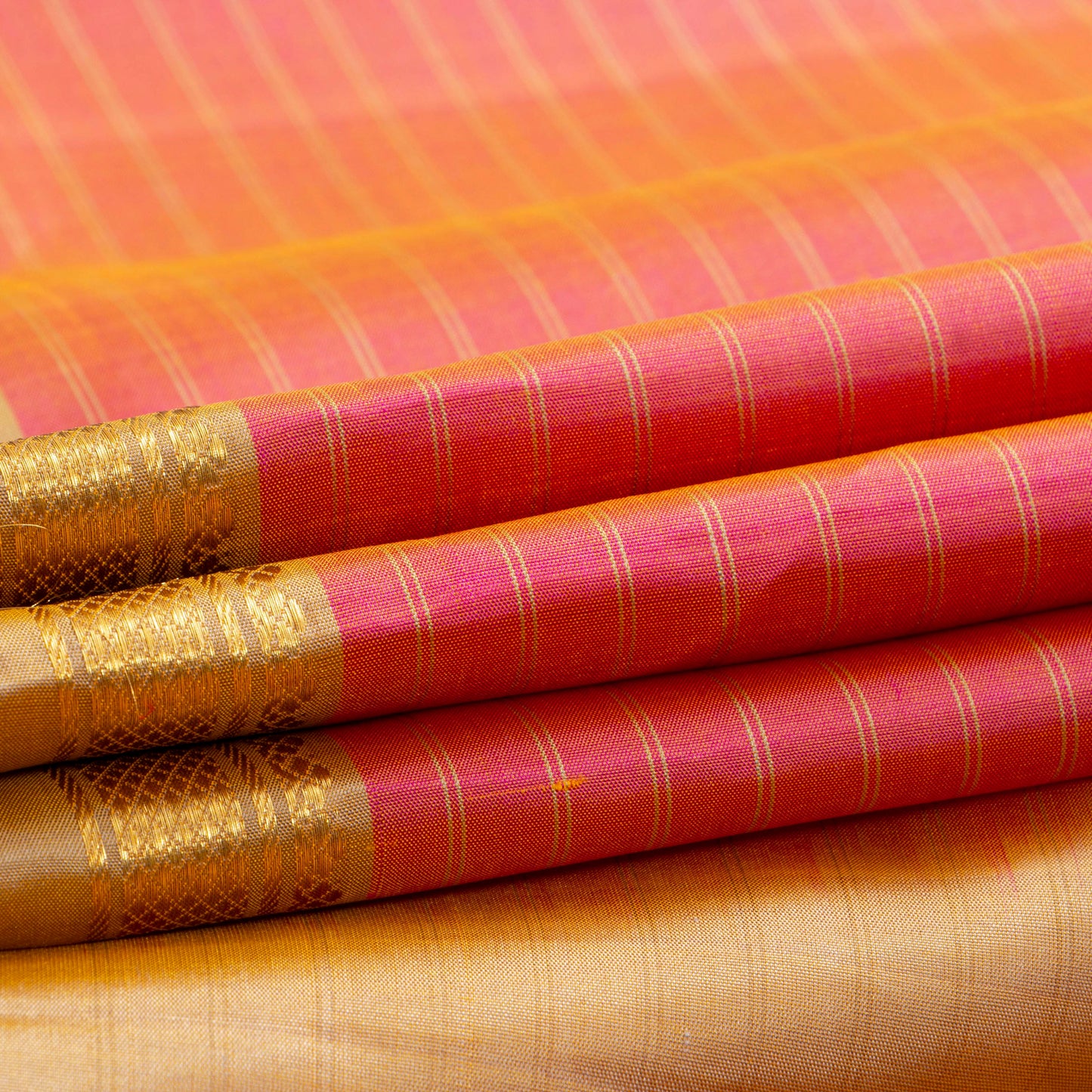 Peach And Beige Kanchipuram Silk Saree For Festive Wear PV KNN 273