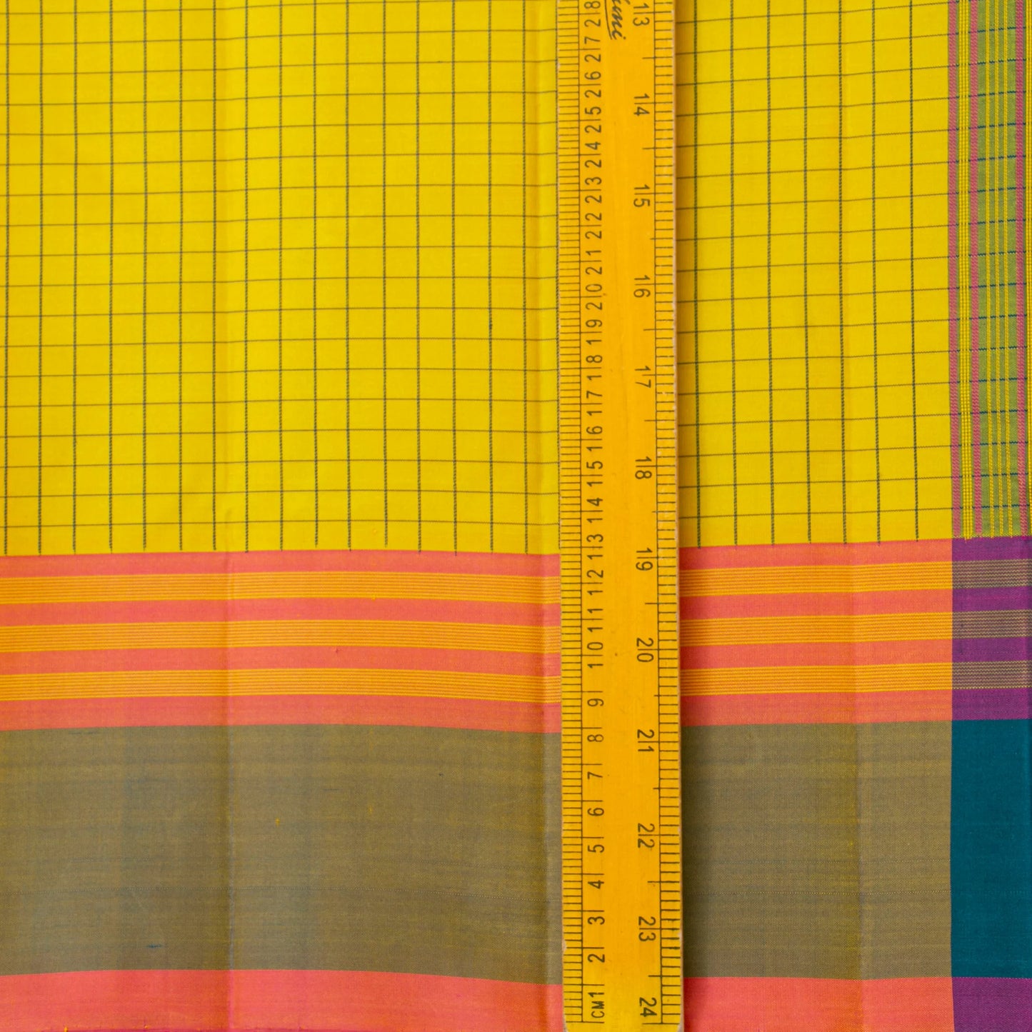 Yellow And BlueKanchipuram Silk Saree No Zari For Festive Wear PV KNN 272