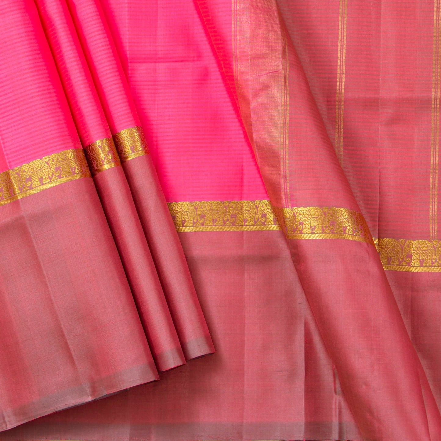 Pink Kanchipuram Silk Saree For Festive Wear PV KNN 257