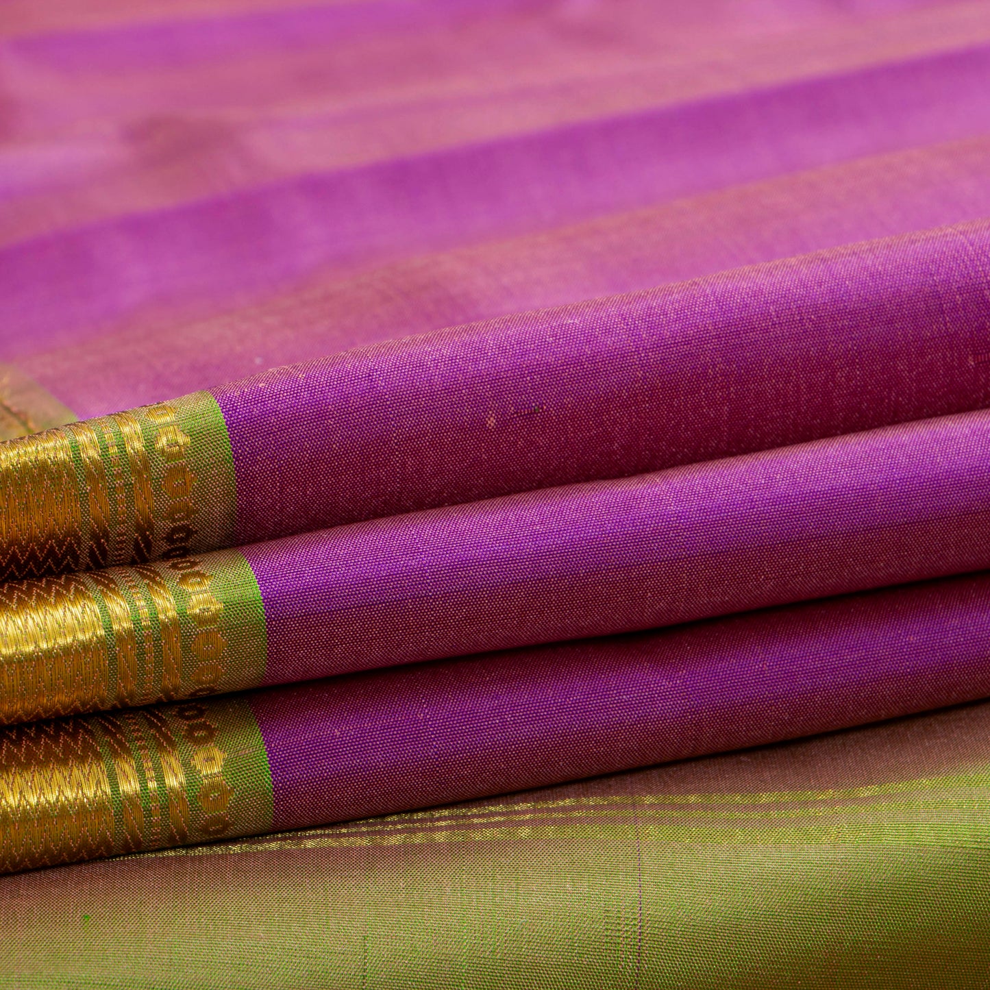 Pink And Green Kanchipuram Silk Saree For Festive Wear PV KNN 264