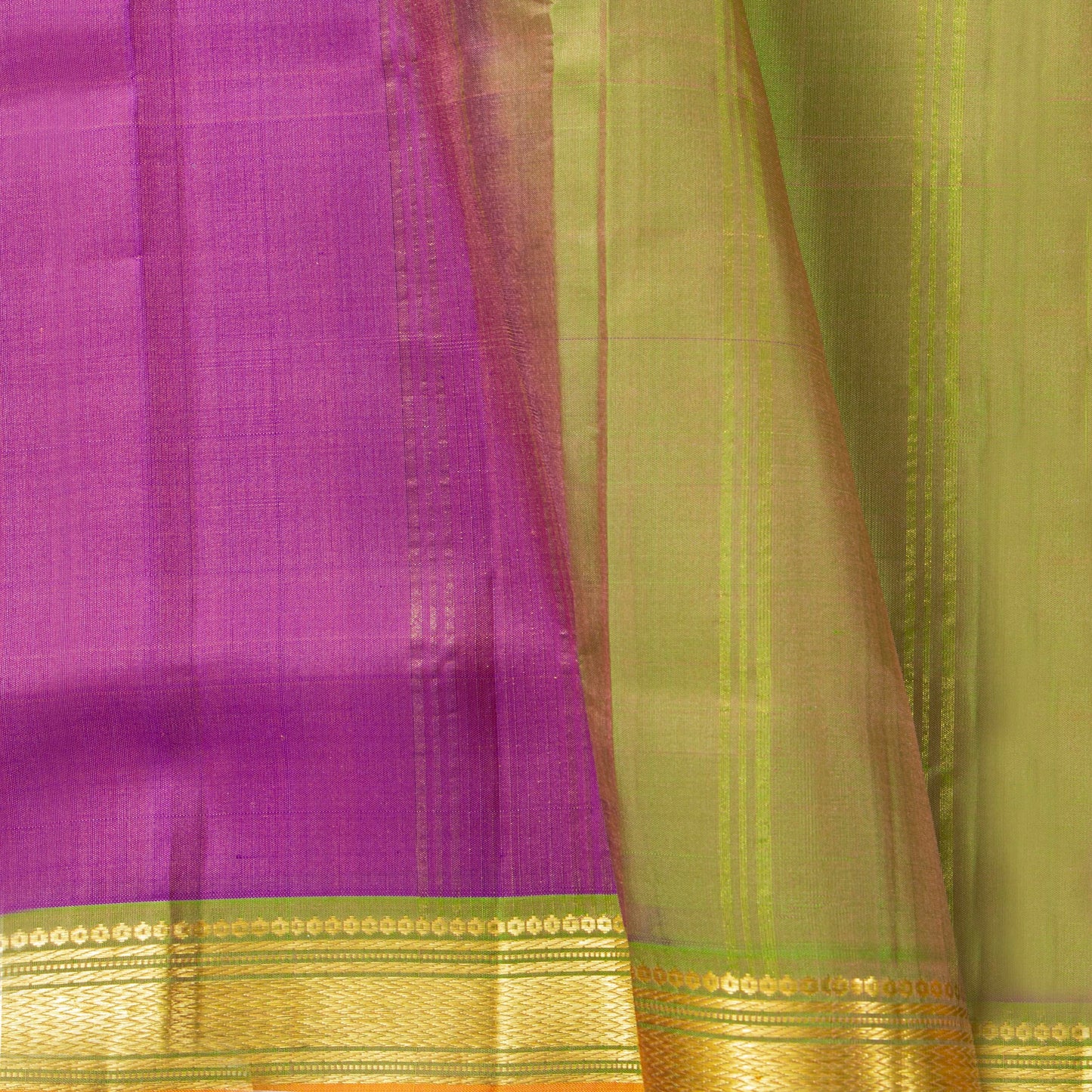 Pink And Green Kanchipuram Silk Saree For Festive Wear PV KNN 264