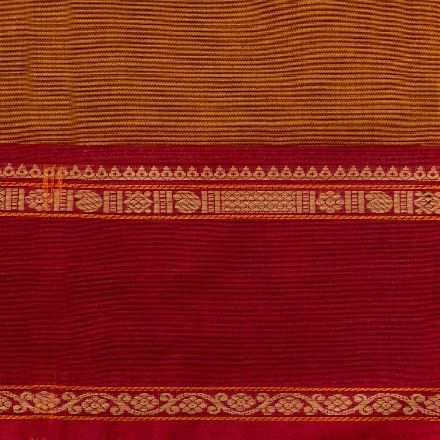 Mustard And Red Kanchi Cotton Saree PV MM KC 663