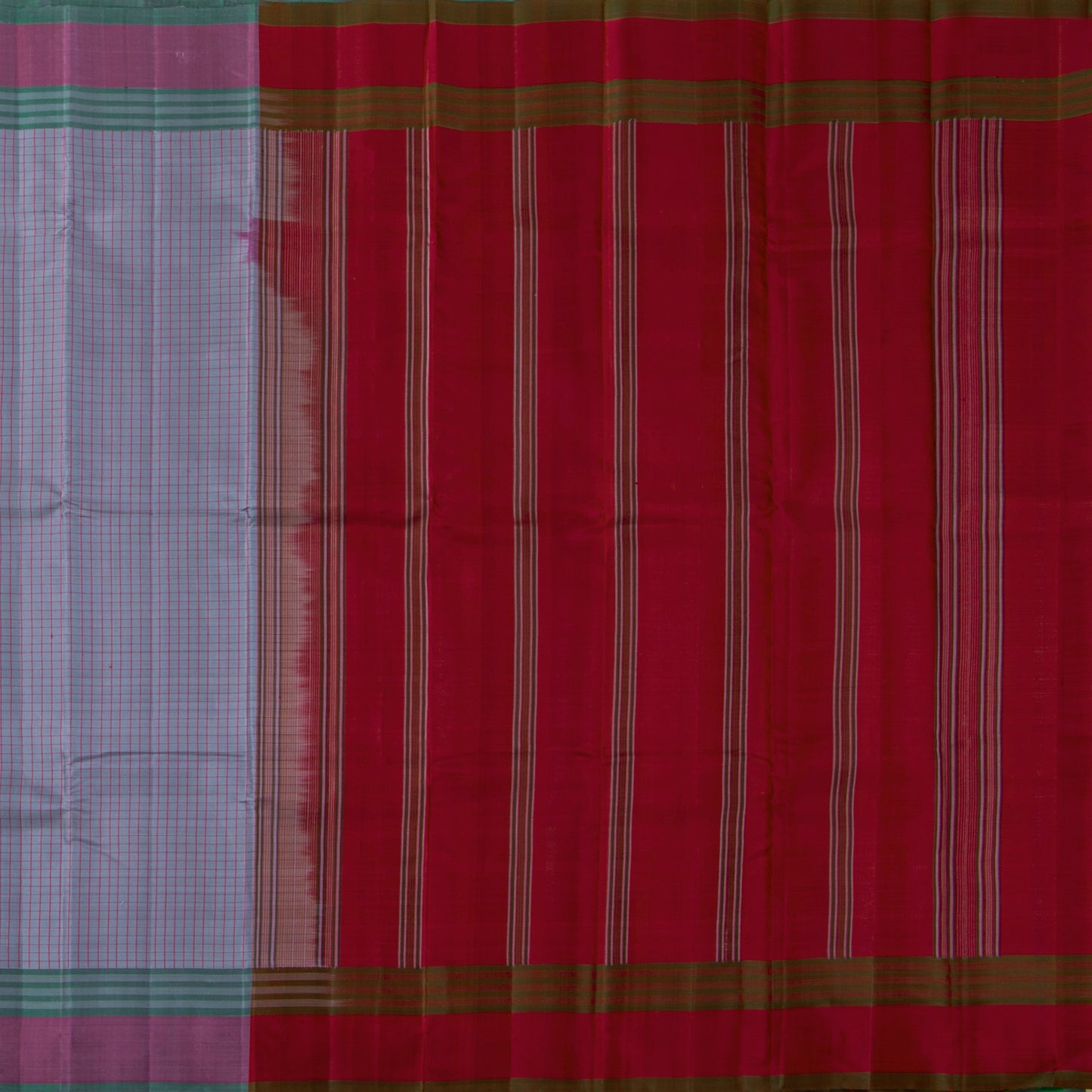 Blue And Red Kanchipuram Silk Saree No Zari For Festive Wear PV KNN 270